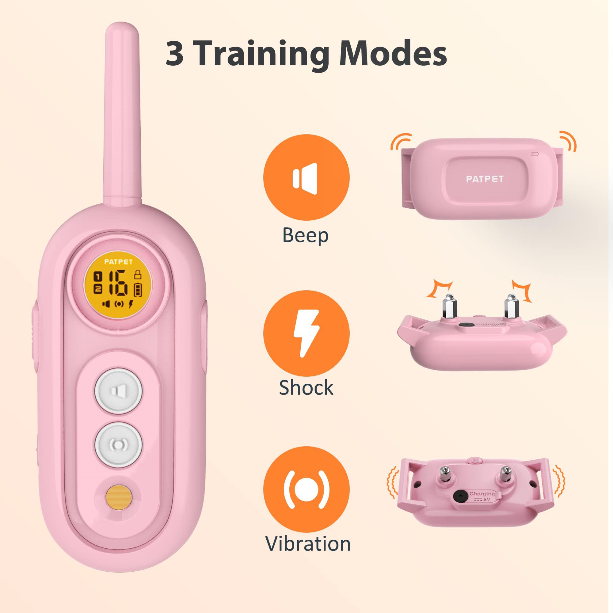 Patpet Dog Shock Collar For Medium Dogs- Dog Training Collar With Remote, Shock Collar For Small Dogs 10-100Lbs, Rechargeable Ip