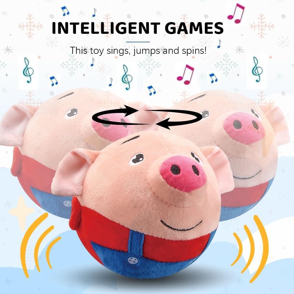 Interactive Dog Toys,Active Moving Pet Plush Toy,2025 New Shaking Dog Ball Pig Dog Toy Interactive Dog Ball With Song Squeaky Mo