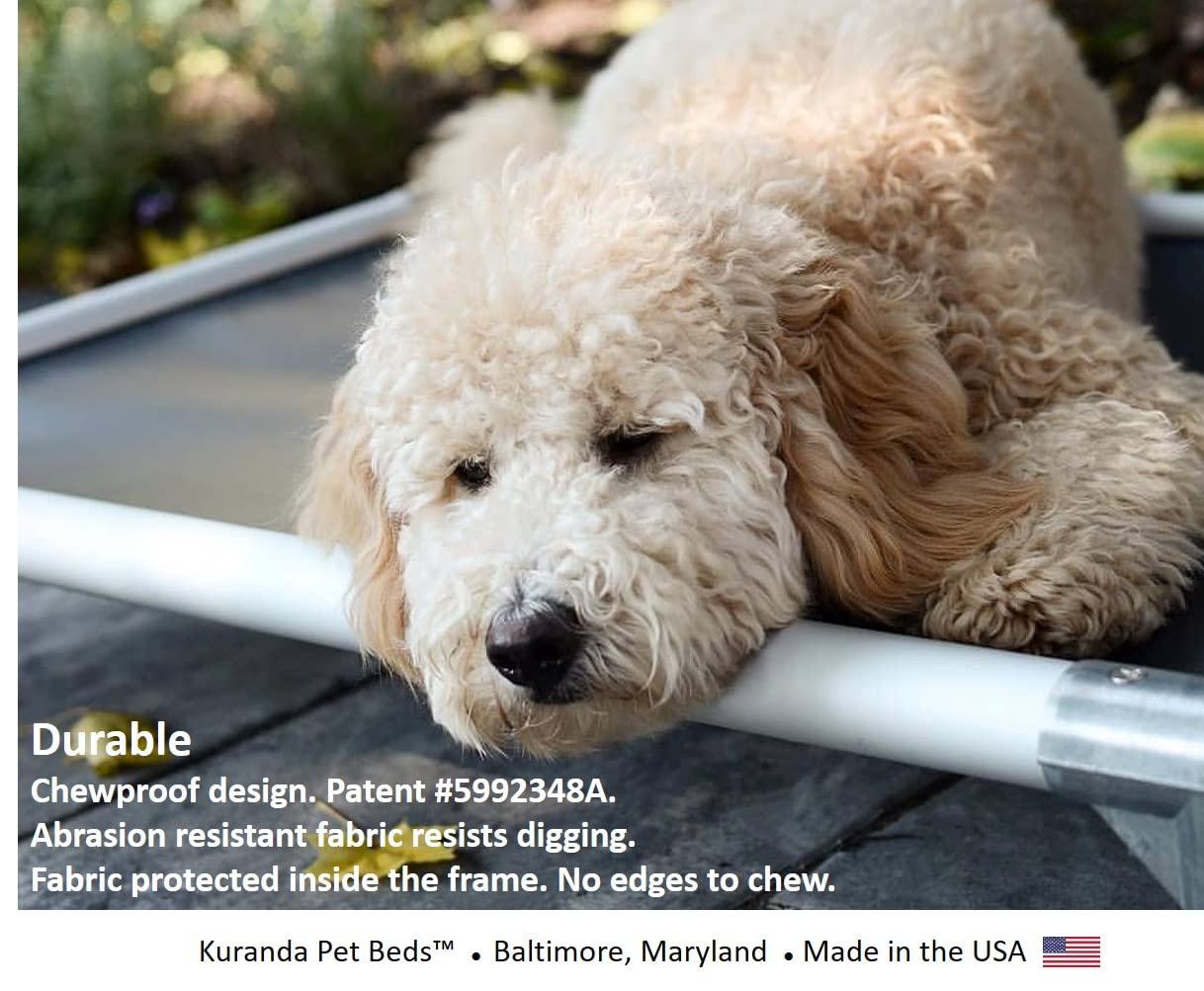 Kuranda Chewproof Bed - Silver Aluminum - 25'' x 18'' - Heavy Duty Vinyl - Royal