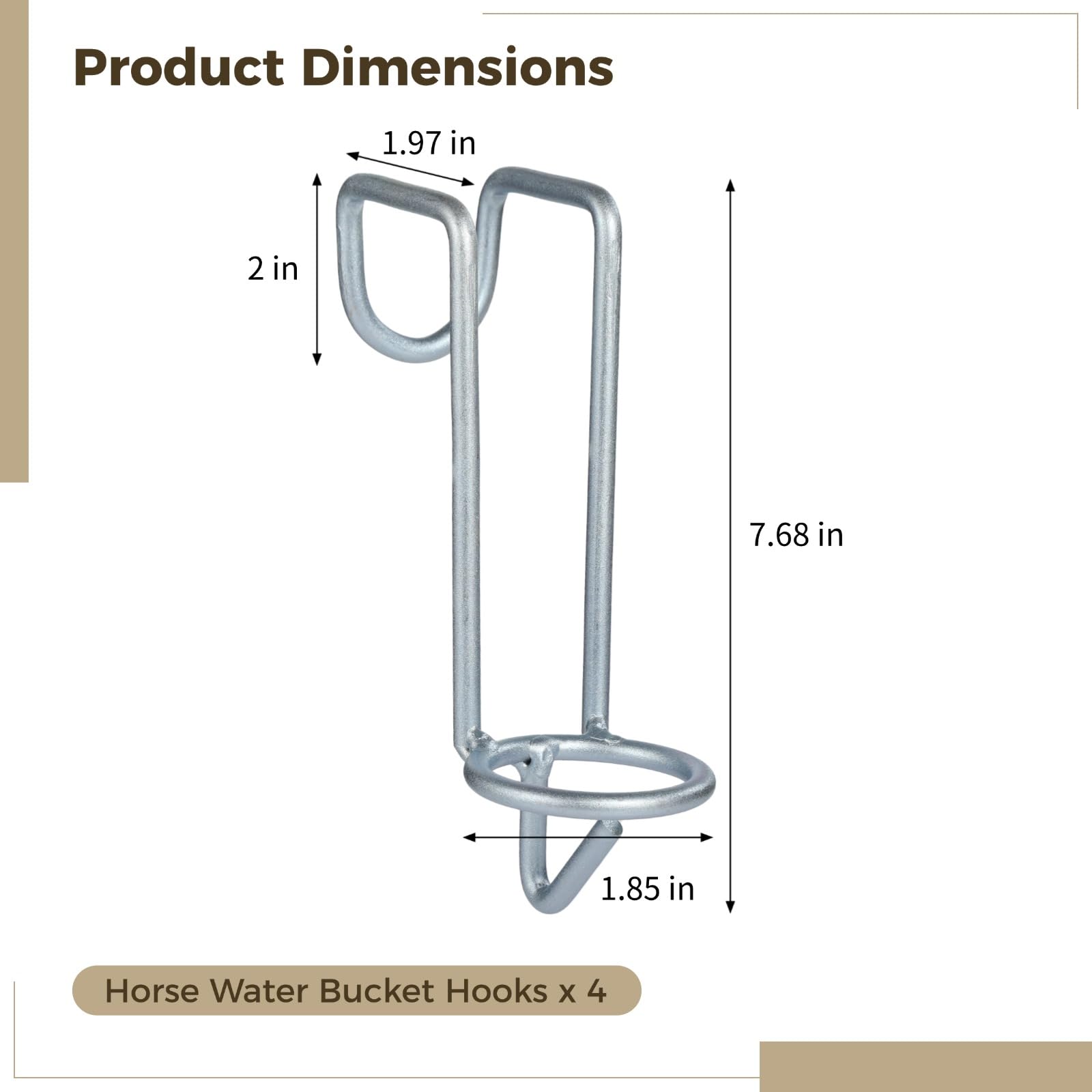 yeesport 4 Pcs Horse Water Bucket Hooks, Quality Metal, Rust-Resistant, Double Hook Design, Easy Installation for Stables Barns