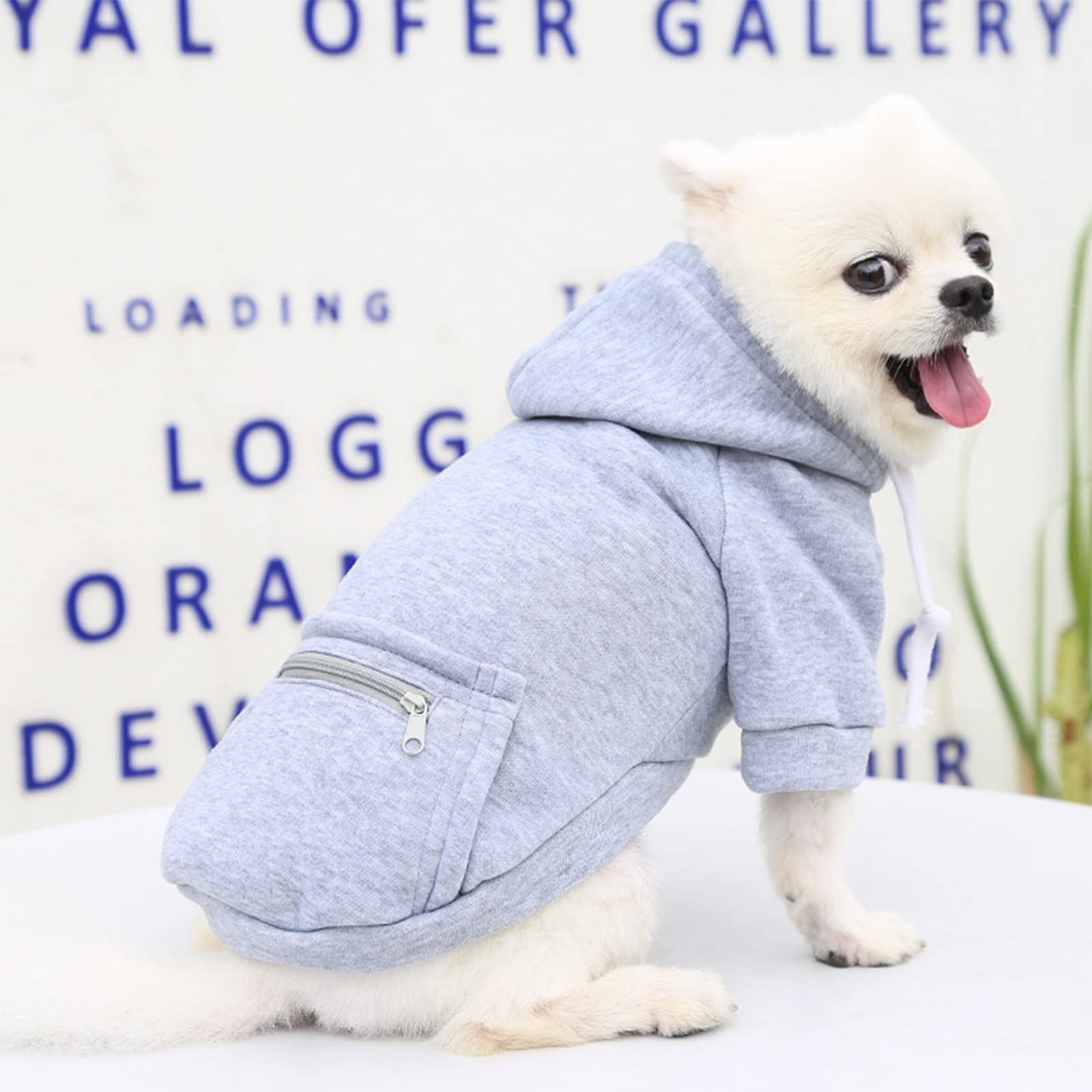 Petcare Pet Dog Hoodie Sweater Grey Warm Soft Fleece Sweatshirts With Pocket Fall Winter Puppy Cat Sweaters Clothes For Small Do