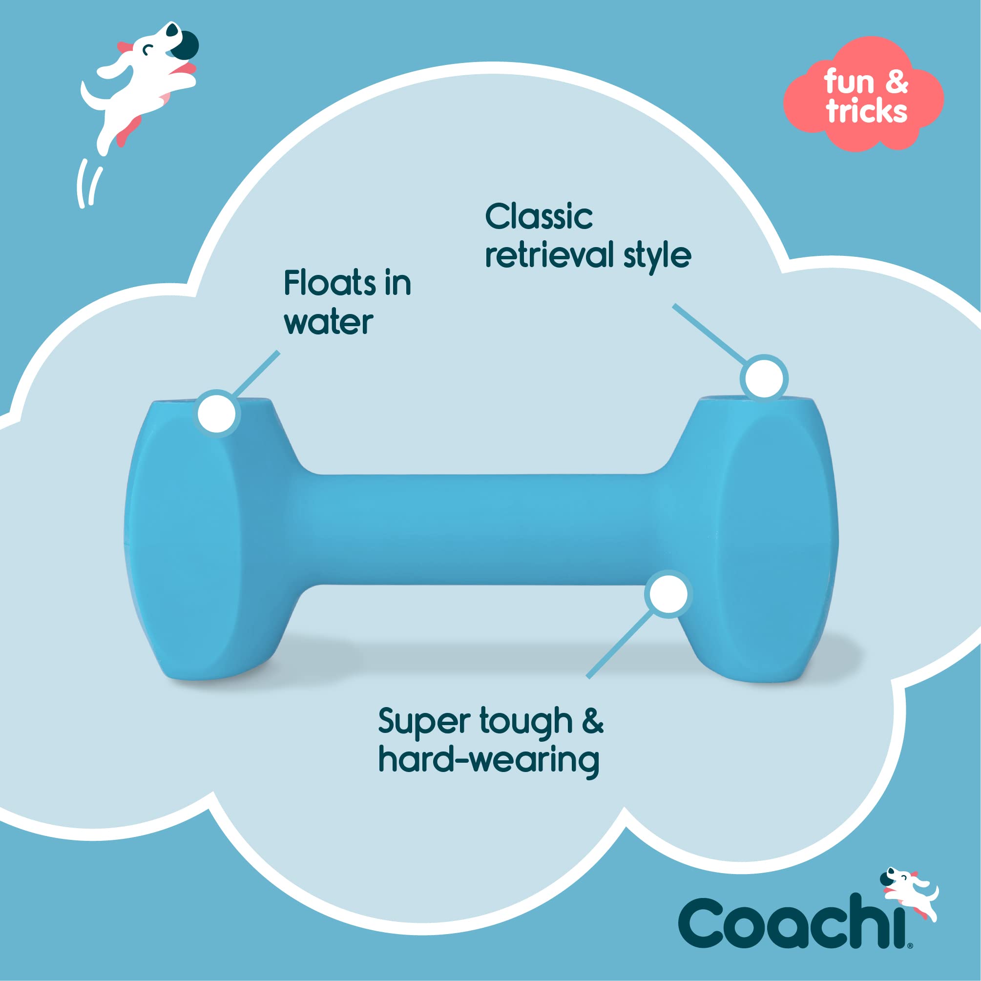 Coachi Training Dumbbell, Floats, Long Distance Throwing, Classic Retrieval Toy, Gundog and Puppy Training. Dog Accessory, Super