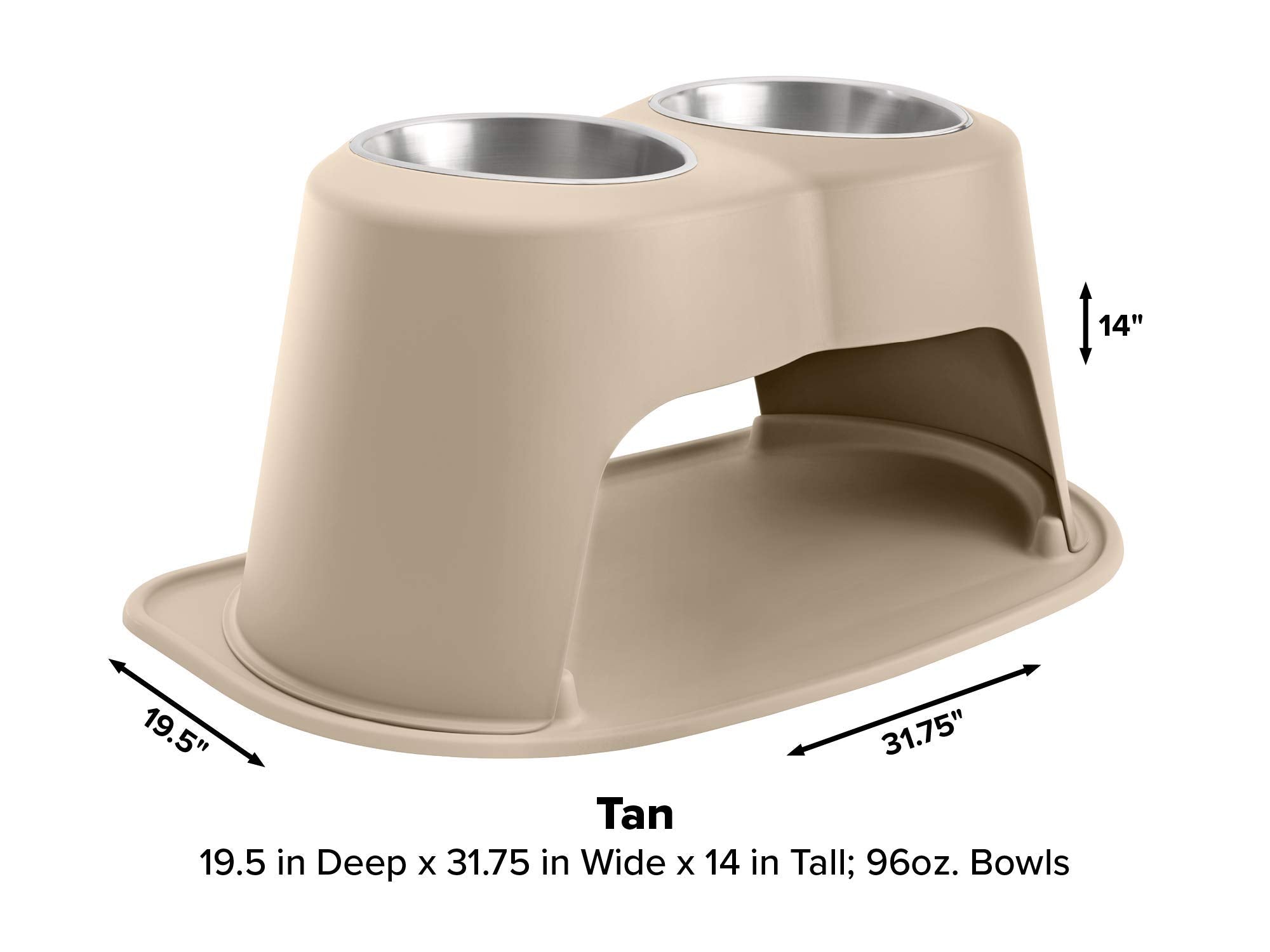 Weathertech Double High Pet Feeding System - Elevated Dog/Cat Bowls - 14 Inch High Tan (Dhc9614Tntn)