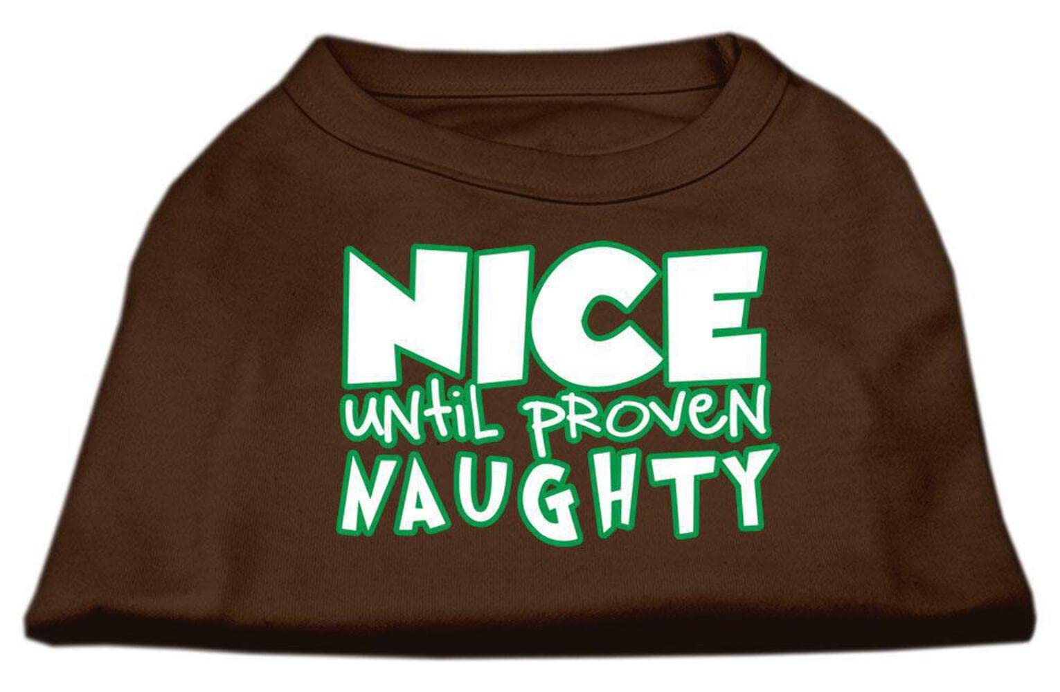 Christmas Pet Dog & Cat Shirt Screen Printed, &quot;Nice Until Proven Naughty&quot; Light Pink 2XL (20-25 lbs.)