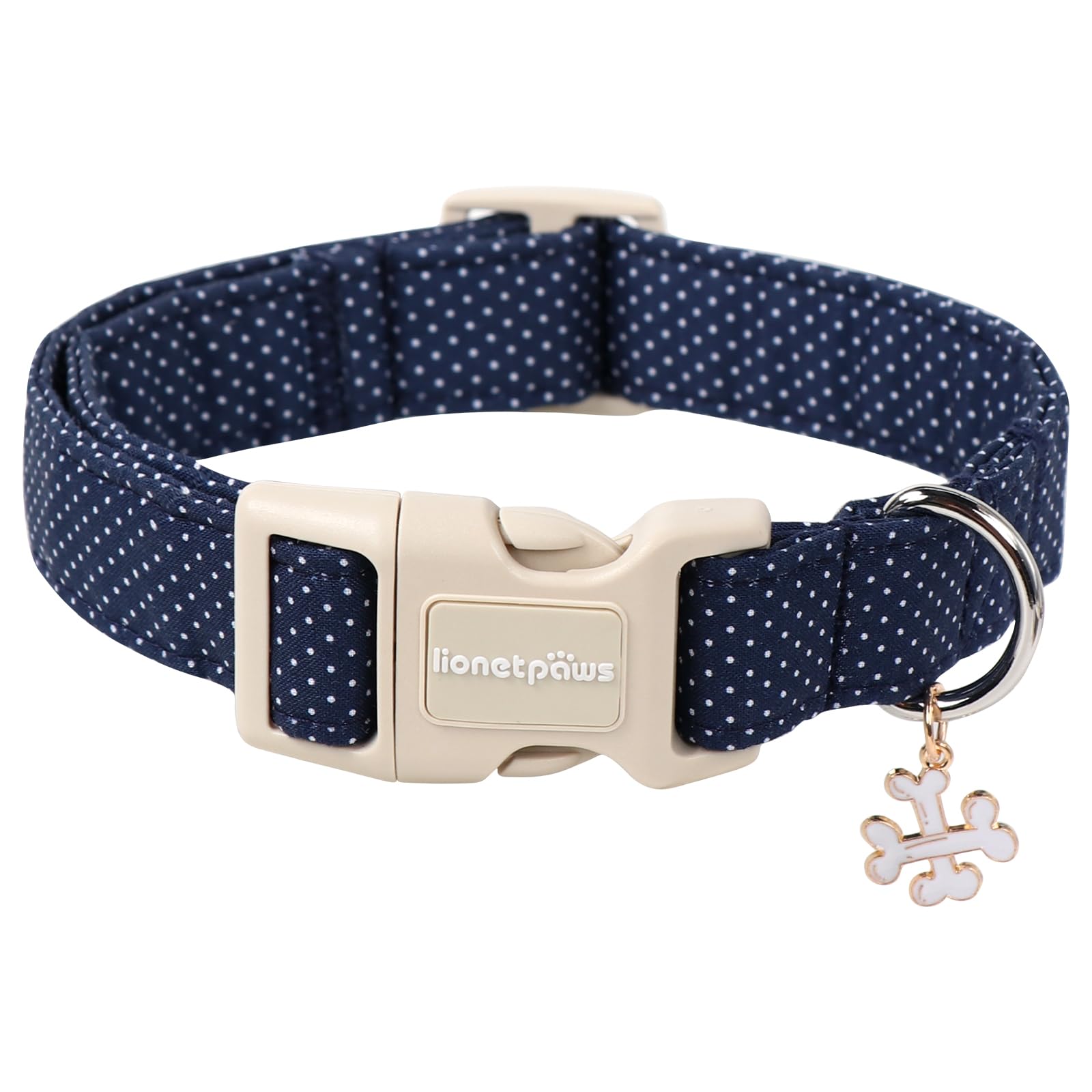 Lionet Paws Boy Dog Collar- Cute Navy Blue Dog Collars With Plastic Buckle,Light Adjustable Dog Collars For Medium Large Dogs