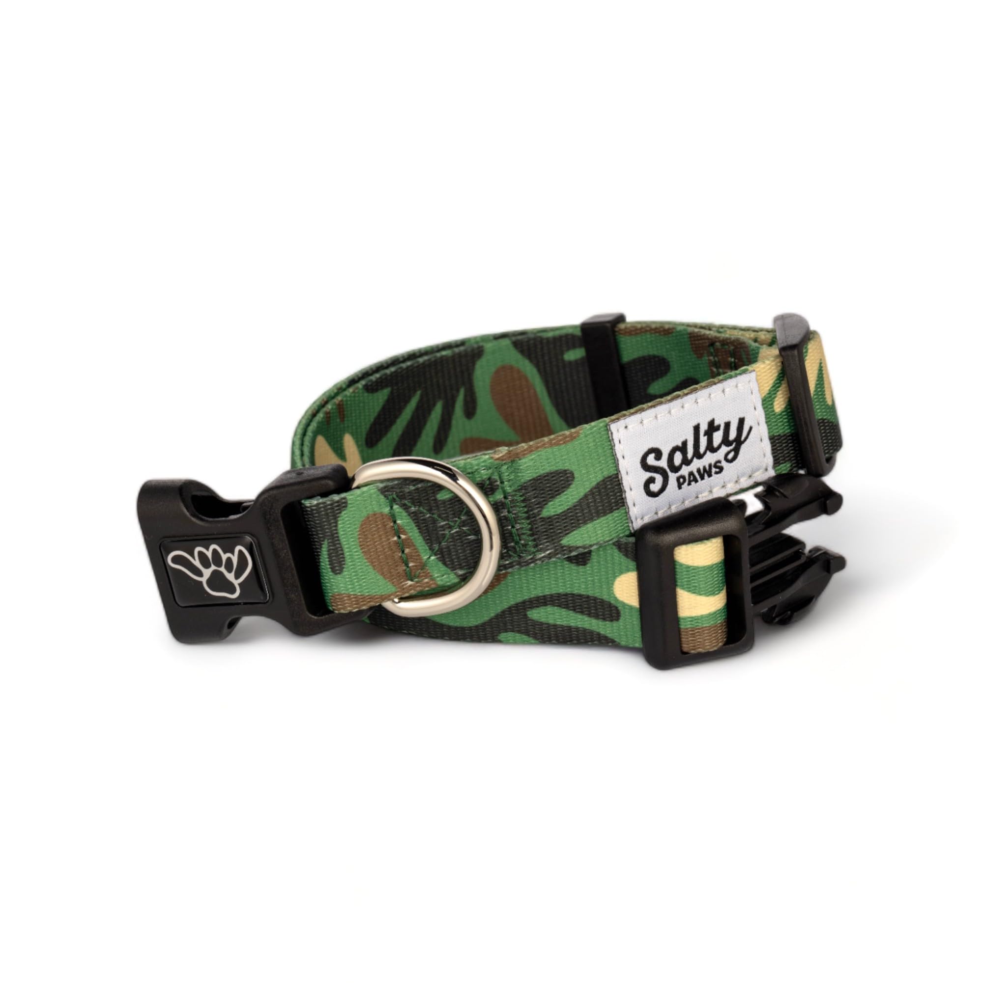Shaka'S Salty Paws Boy & Girl Dog Collar Small Medium Large (Small Dog Collar Adj. 10-16 For Dogs Up To 25 Lbs, Green Camo Dog