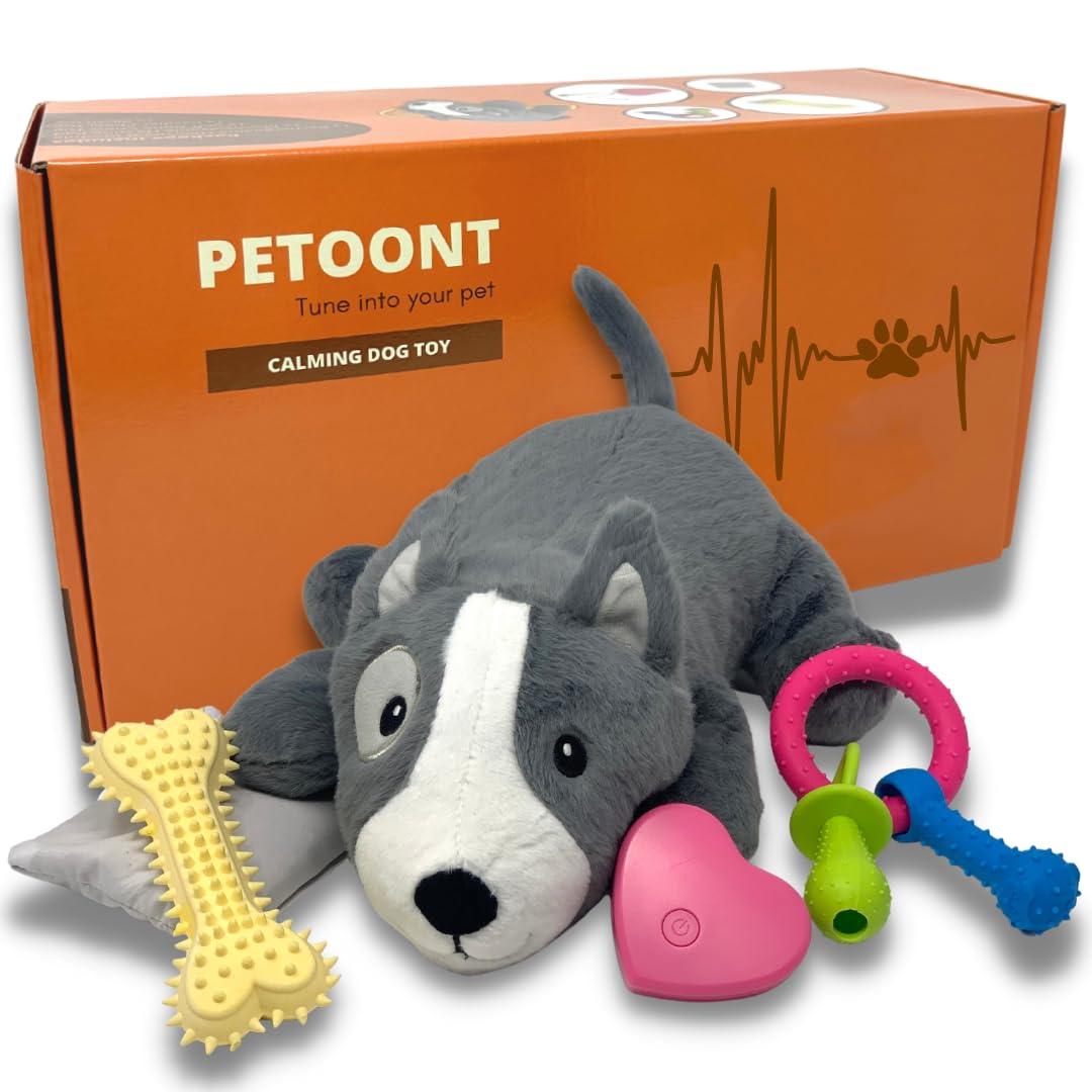 Petoont Rechargeable Puppy Heartbeat Toy for Dogs, Calming Stuffed Animal Sleep Aid for Puppies, Plush Comfort Toy for Crate Tra
