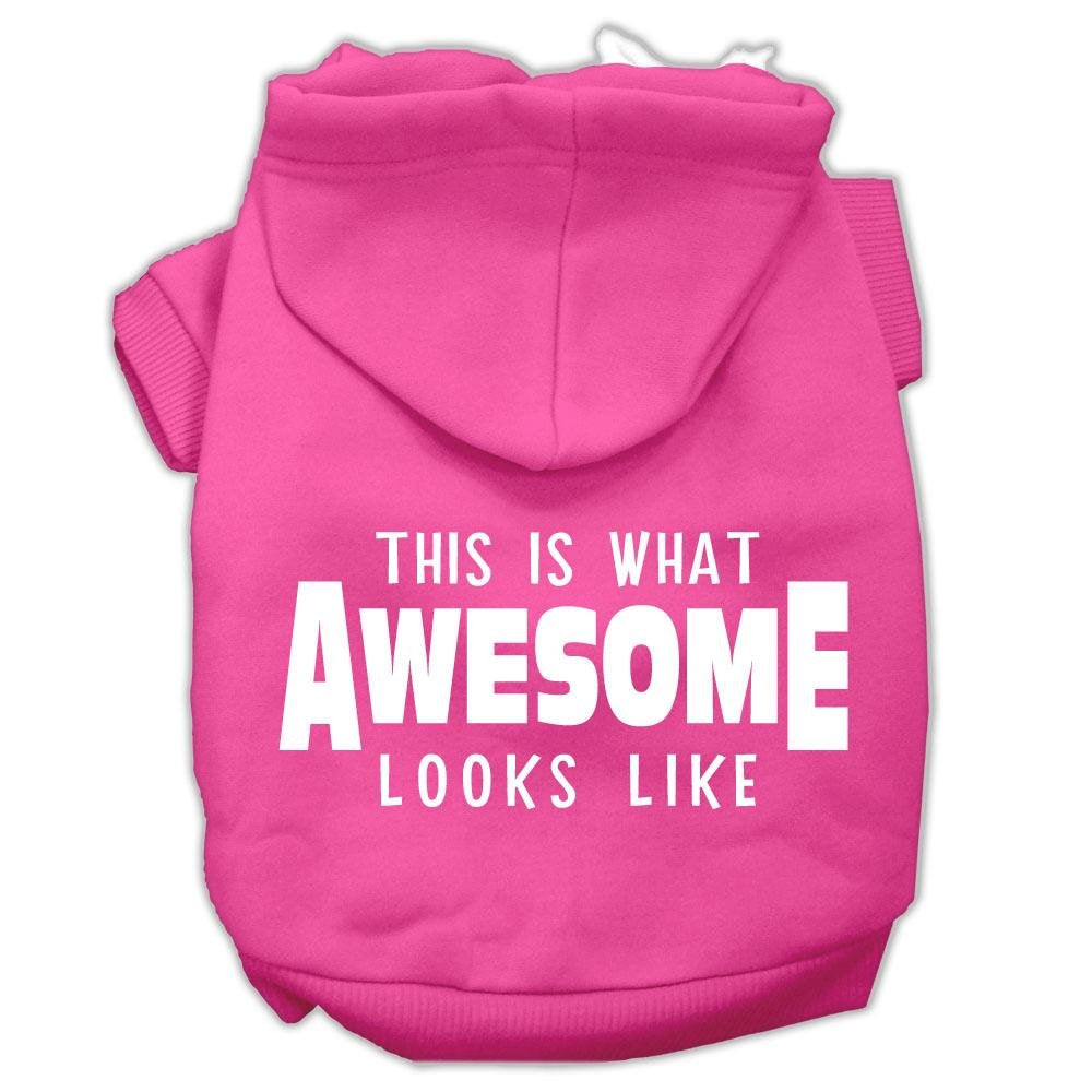 Pet Dog & Cat Hoodie Screen Printed, 'This Is What Awesome Looks Like' Bright Pink Sm (3-6 Lbs.)