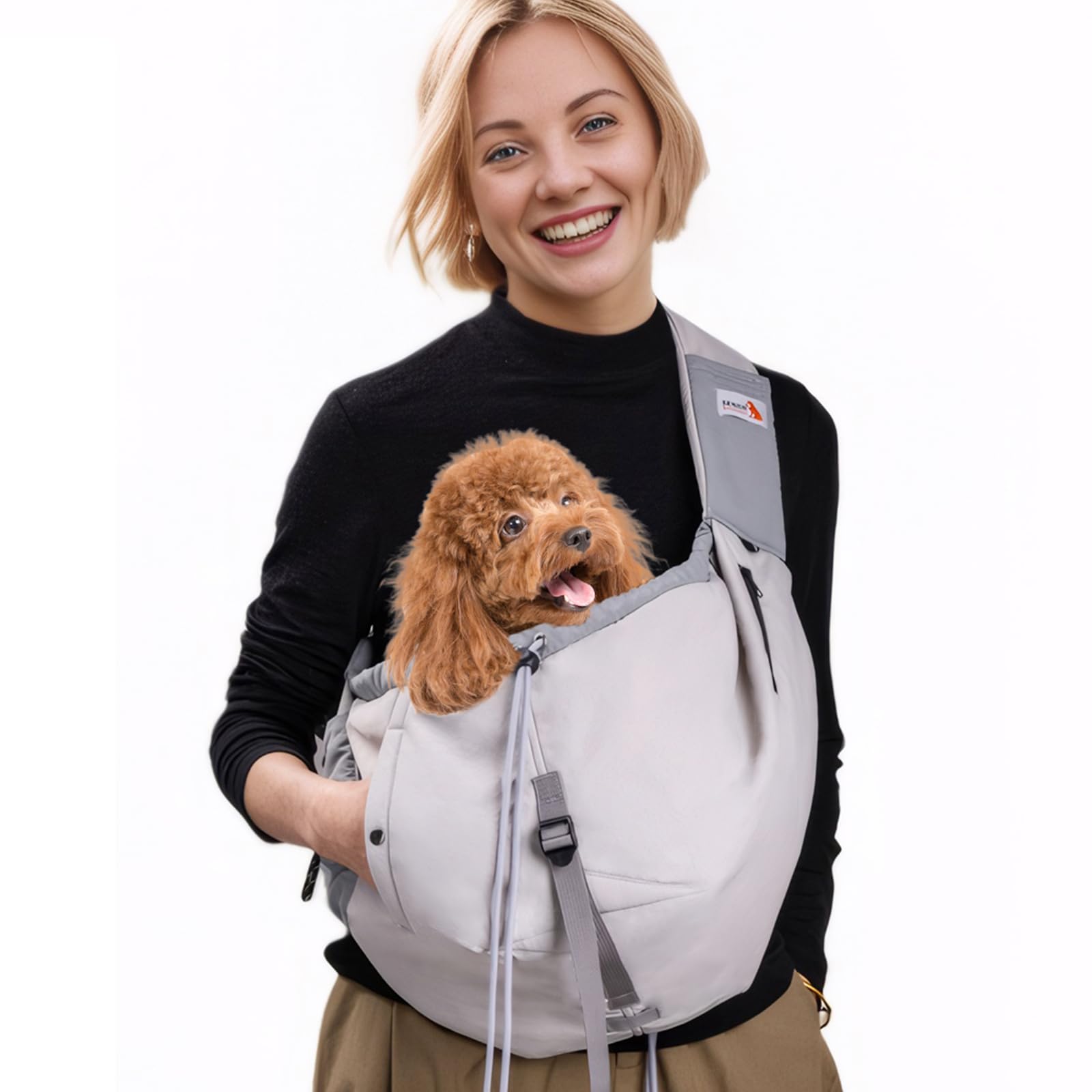 Dog Carrier Sling,Dog Carriers for Small Dogs & Cats Under 15 lbs,Puppy Carrying Backpack Pet Purse with Pockets,Adjustable Shou