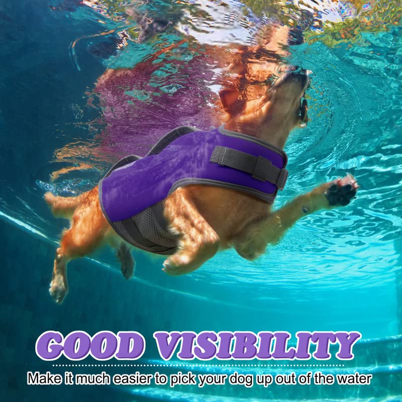 Sheripet Dog Life Jacket For Large Dogs, Dog Life Vest For Swimming With Three Fashion Fabric Patches, Pet Life Preserver With R