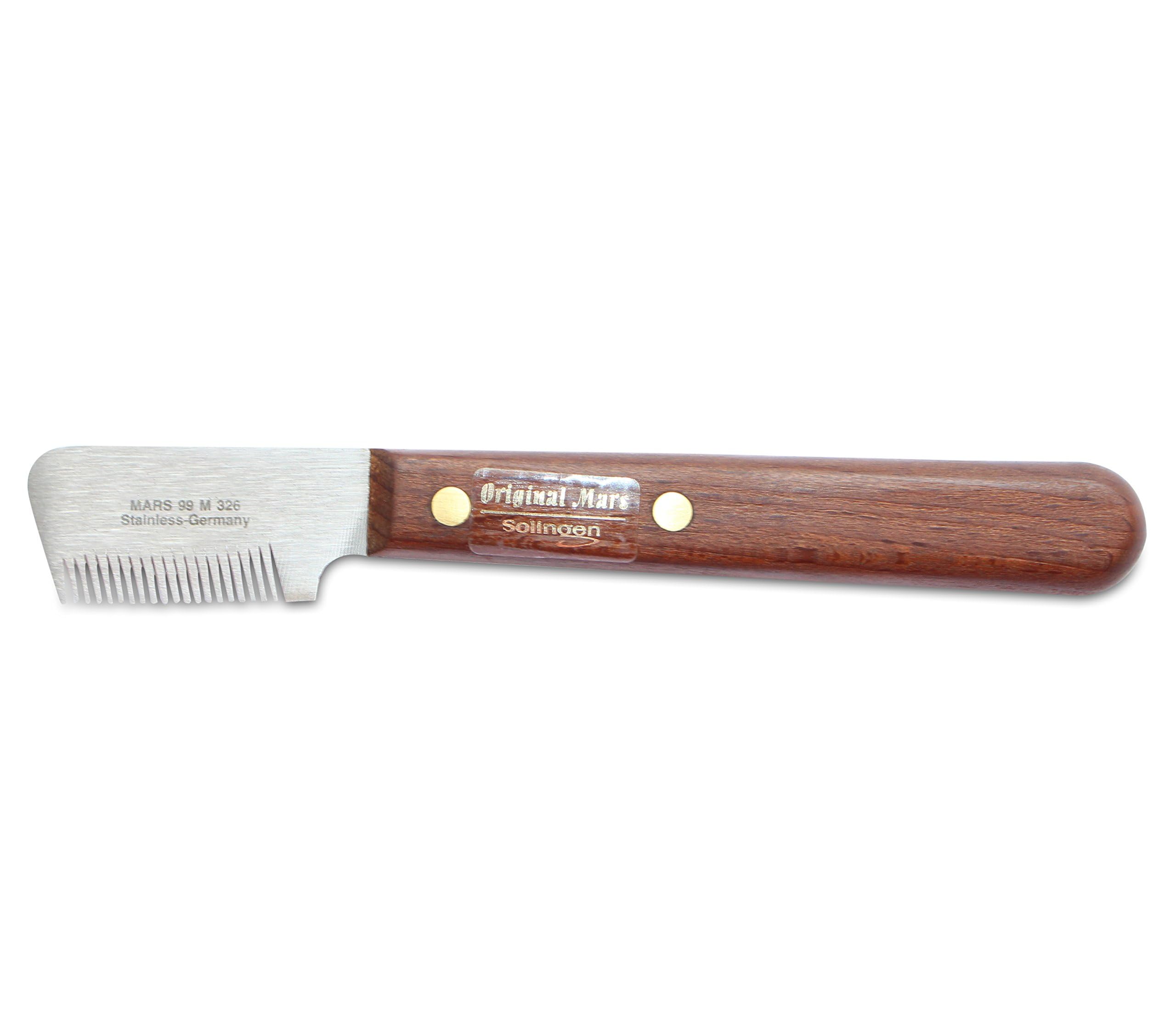 Mars Professional Dog Stripping Knife Grooming Tool, Short/Wide Blade and Slant Tooth, Right-Handed