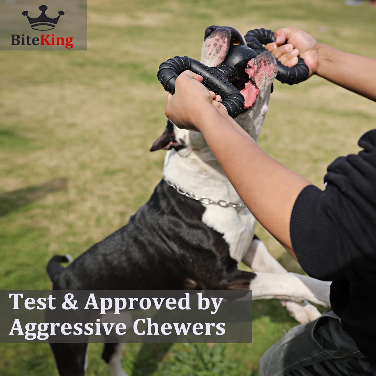 Biteking Natural Rubber Dog Toys For Large Aggressive Chewers - Tough Tug War Dog Toy For Medium Large Dogs Tooth Clean