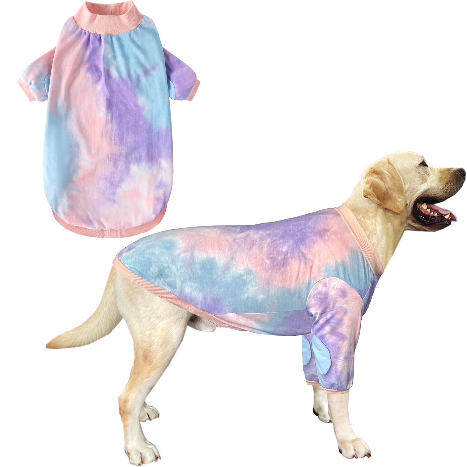 PriPre Tie Dye Dog T Shirt for Medium Large Dogs Breathable Cotton Dog Shirt Dog Pajamas Big Dogs Boy Girl Tiedye M