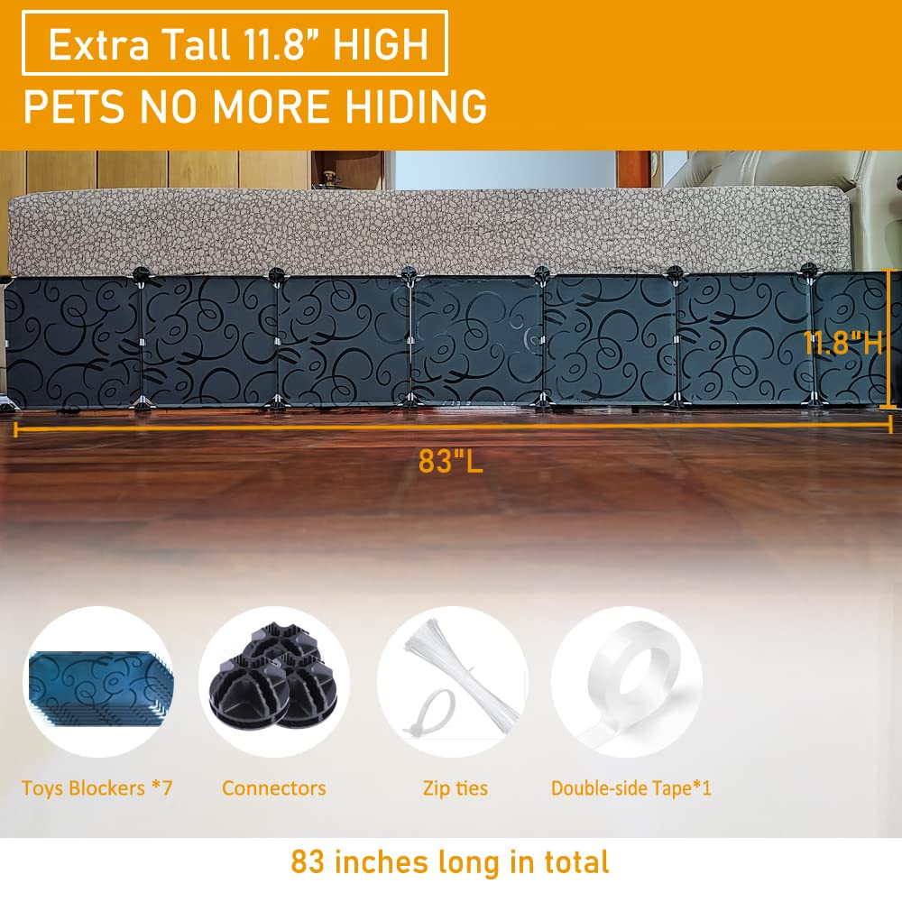 QIYIHOME Toy Blocker, Extra Tall Size Gap Bumper for Under Bed, Stop Pets Toys Going Under Bed or Sofa Couch, Easy to Install, 1