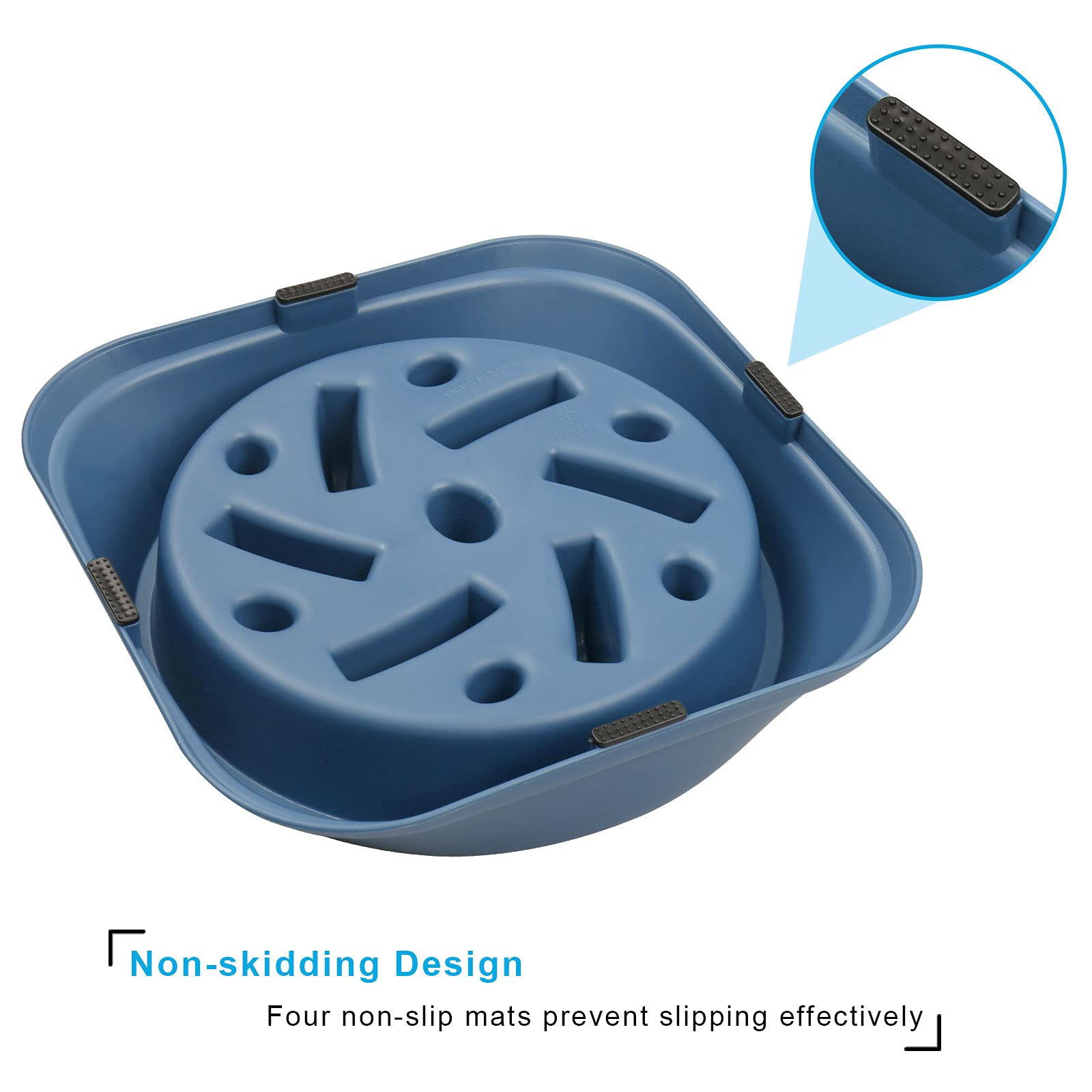Upsky Slow Feeder Small Dog Puzzle Bowl Feeder - Anti-Slip, Anti-Bloat, Anti-Choking - Deep Blue