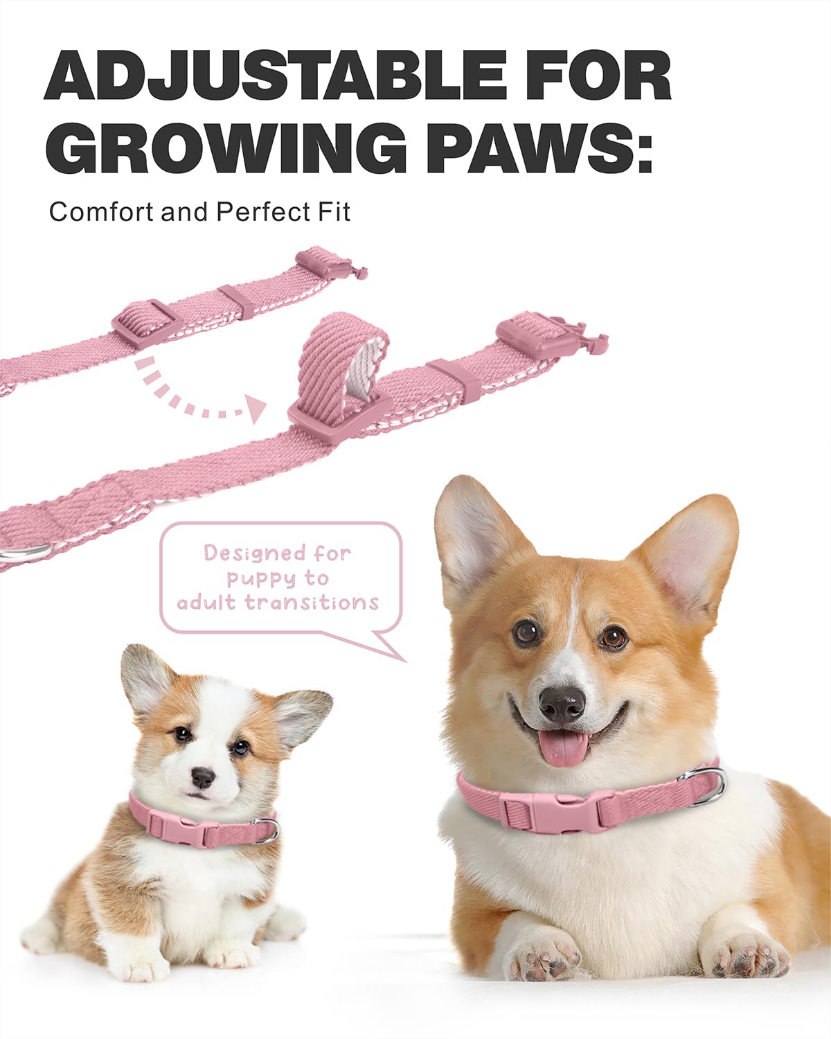 Dynmeow Soft And Breathable Cotton Dog Collar, Durable Adjustable Female Girl Pet Collar With Quick-Release Buckle, Lightweight