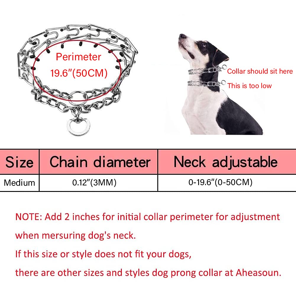 Aheasoun Prong Collars For Dogs, No Pull Dog Collar, Dog Training Collar For Large Medium Small Dogs, Stainless Steel Adjustable