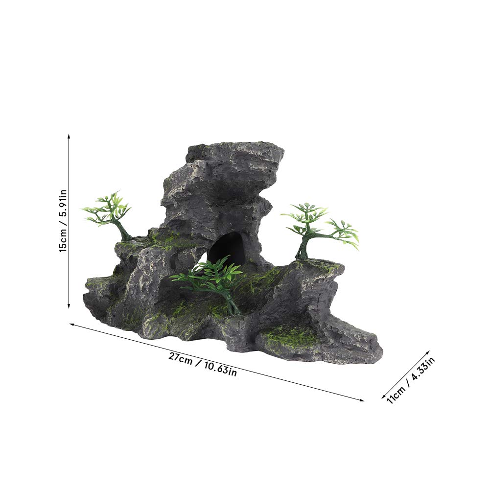 Zerodis Aquarium Ornaments Aquarium Mountain View Stone Ornament, Simulation Resin Rockery Moss Tree Rock Cave Landscape Artificial Aquarium Fish Decoration