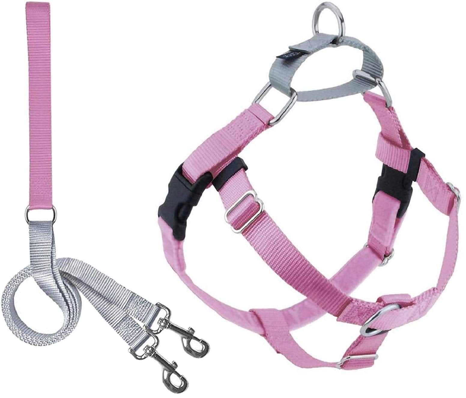 2 Hounds Design Freedom No Pull Dog Harness, Adjustable Harness And Leash Set, Easy Walking & Comfortable Control, Fits Small, Medium & Large Dogs, Solid Colors, Made In Usa, 5/8' Xs, Rose