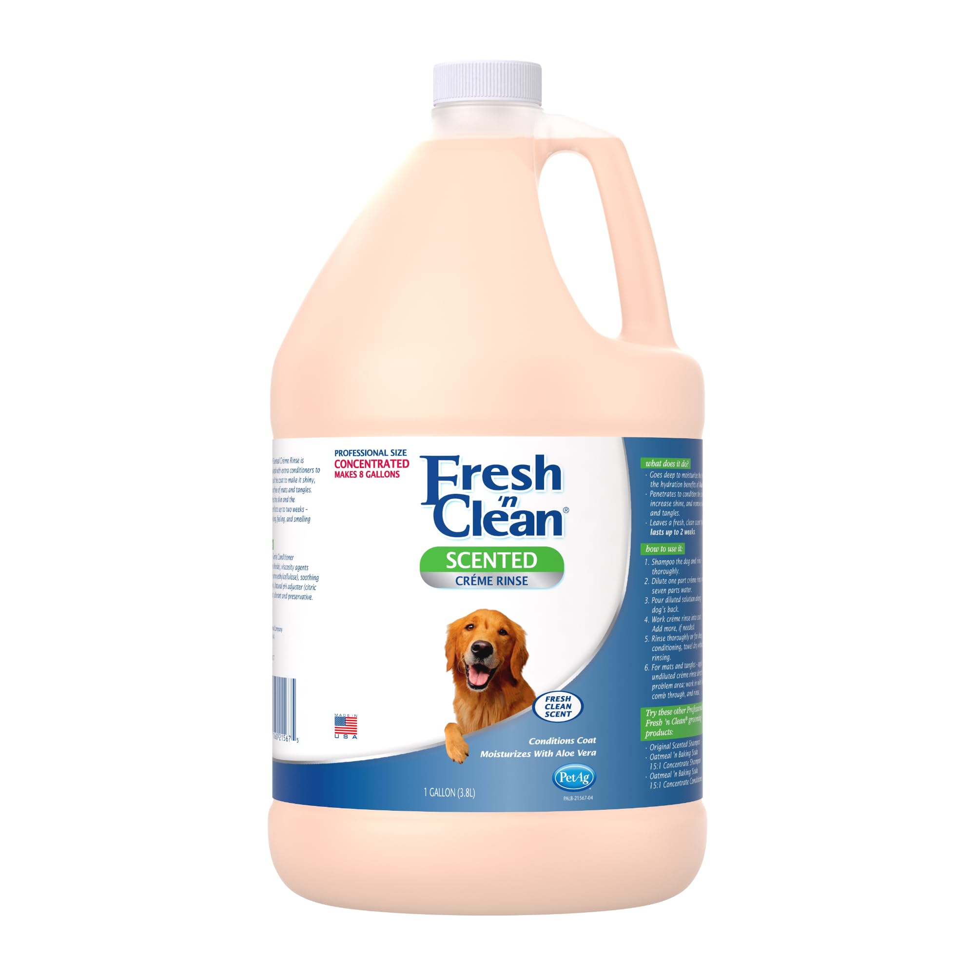 Petag Fresh N Clean Scented Creme Rinse, Classic Fresh Scent (7:1 Concentrate) - 1 Gallon - Conditions Coat And Moisturizes Skin