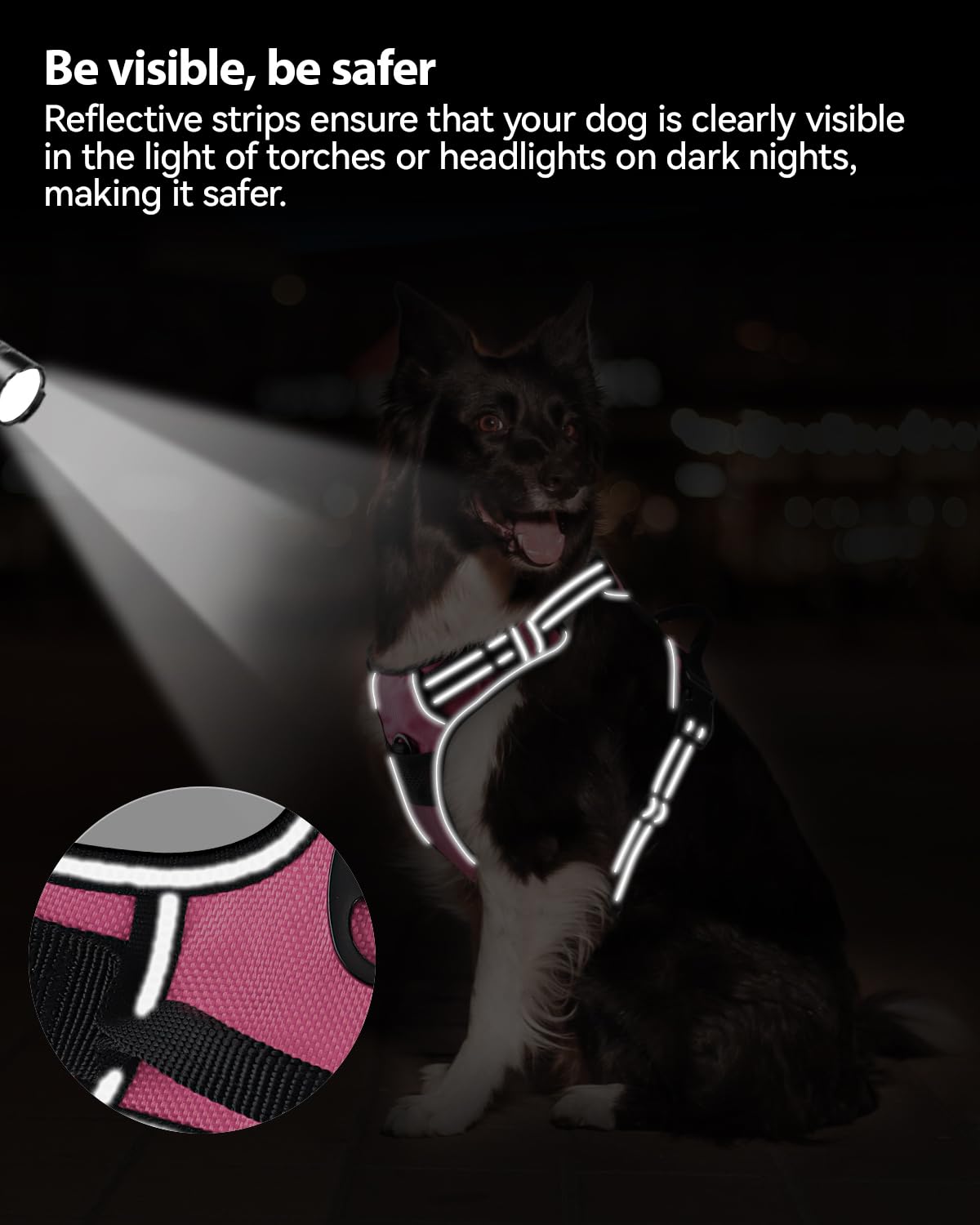 Joytale No Pull Dog Harness For Large Dogs, Reflective Pet Vest With Front Clip, Adjustable Soft Padded Harnesses With Easy Cont