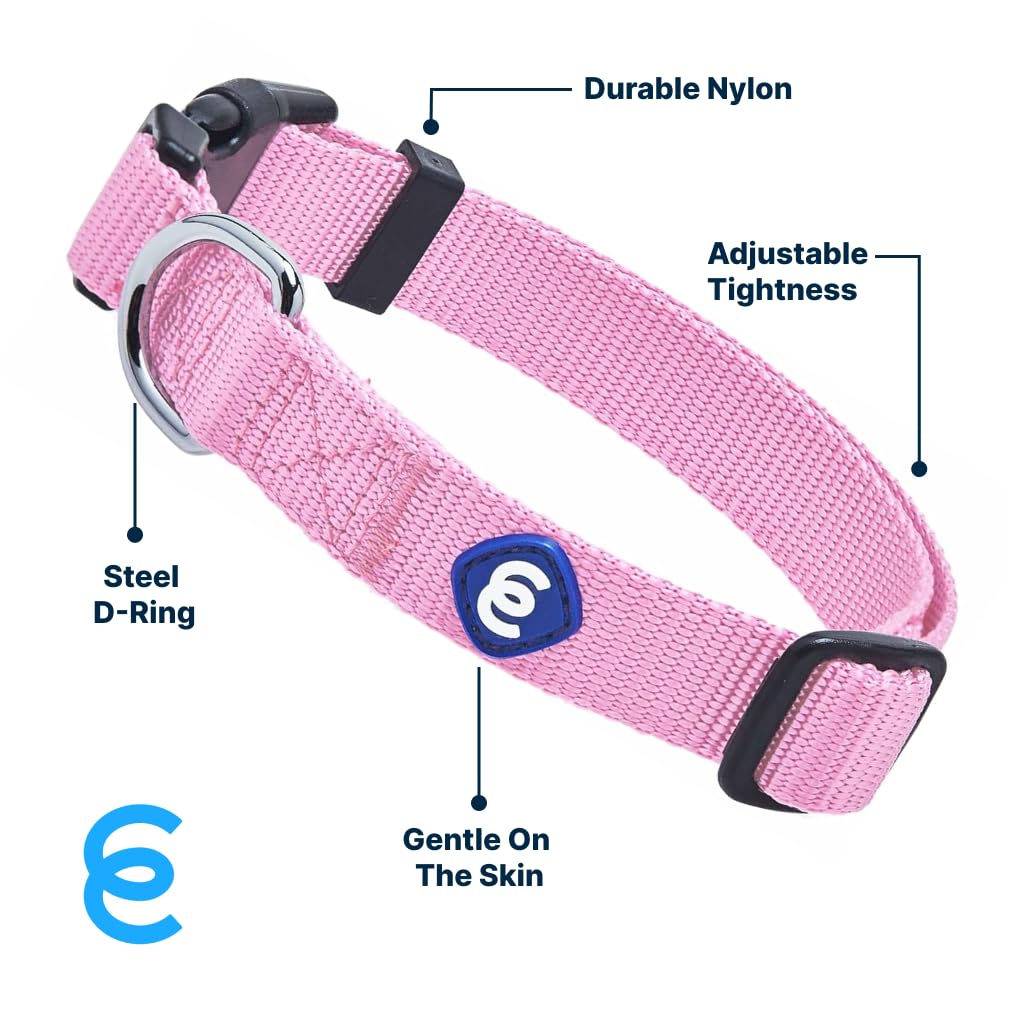 Blueberry Pet Essentials Large Dog Collar | Adjustable Fuchsia Pink Nylon Collar For Large Dogs | Stylish Girl Dog Collars | Sec