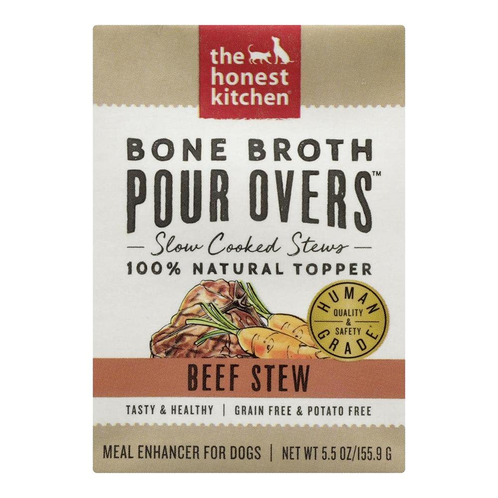 The Honest Kitchen Bone Broth Pour Overs Beef Stew Dog Food Topper 5.5 Ounce