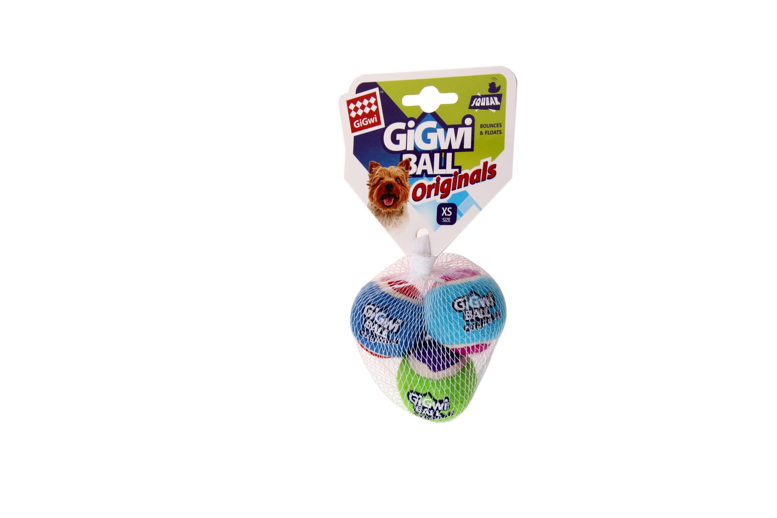 Gigwi Originals Tennis Balls For Dogs, Squeaky Dog Toy For Fetch, Tougher, Safer Than Standard Tennis Balls, Durable NonToxic F