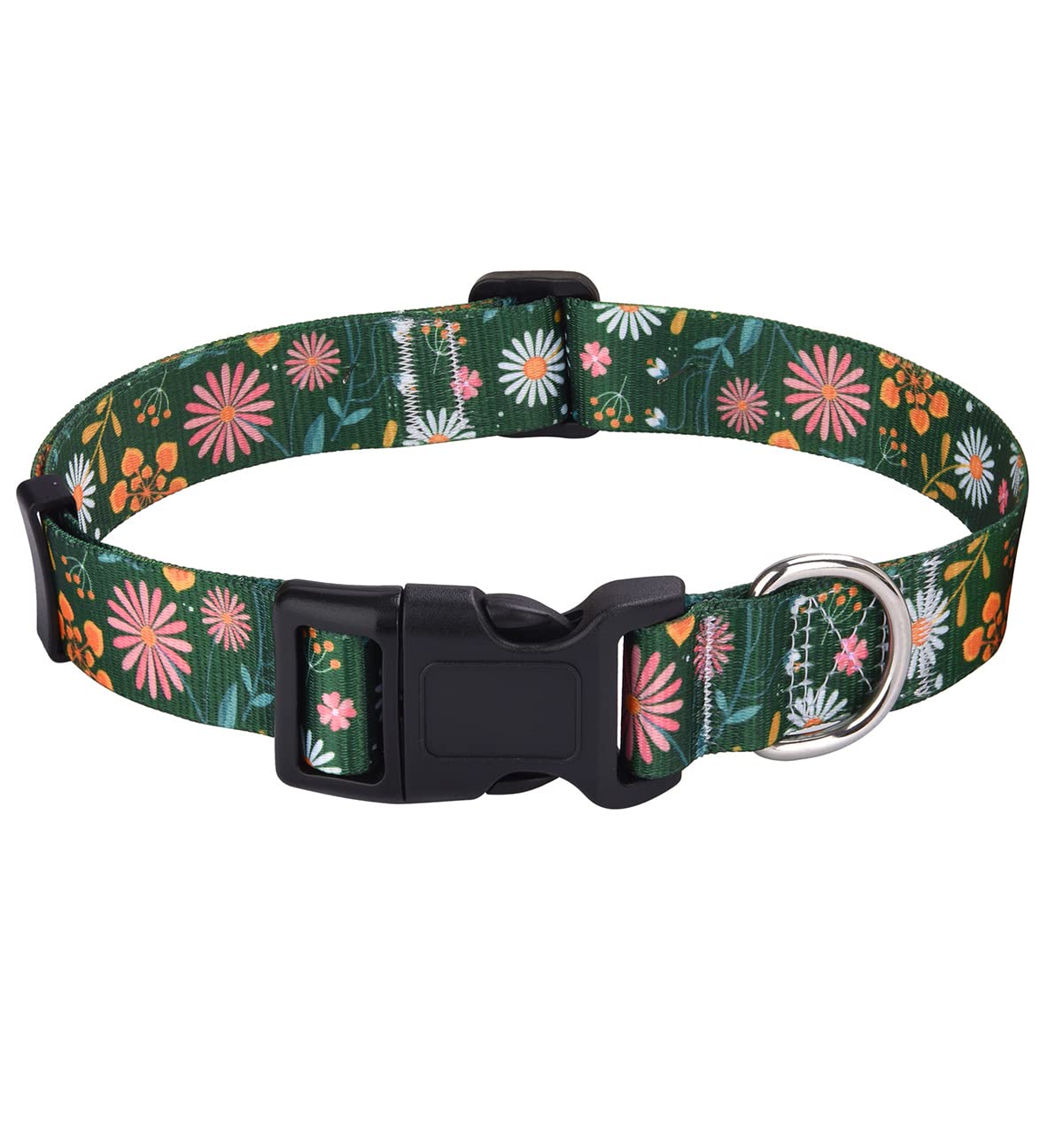 Hqyddmi Dog Collars With Soft Comfortable Adjustable Collars For Small Medium Large Dogs, Floral Pattern For Girl Boy Dogs (Gree