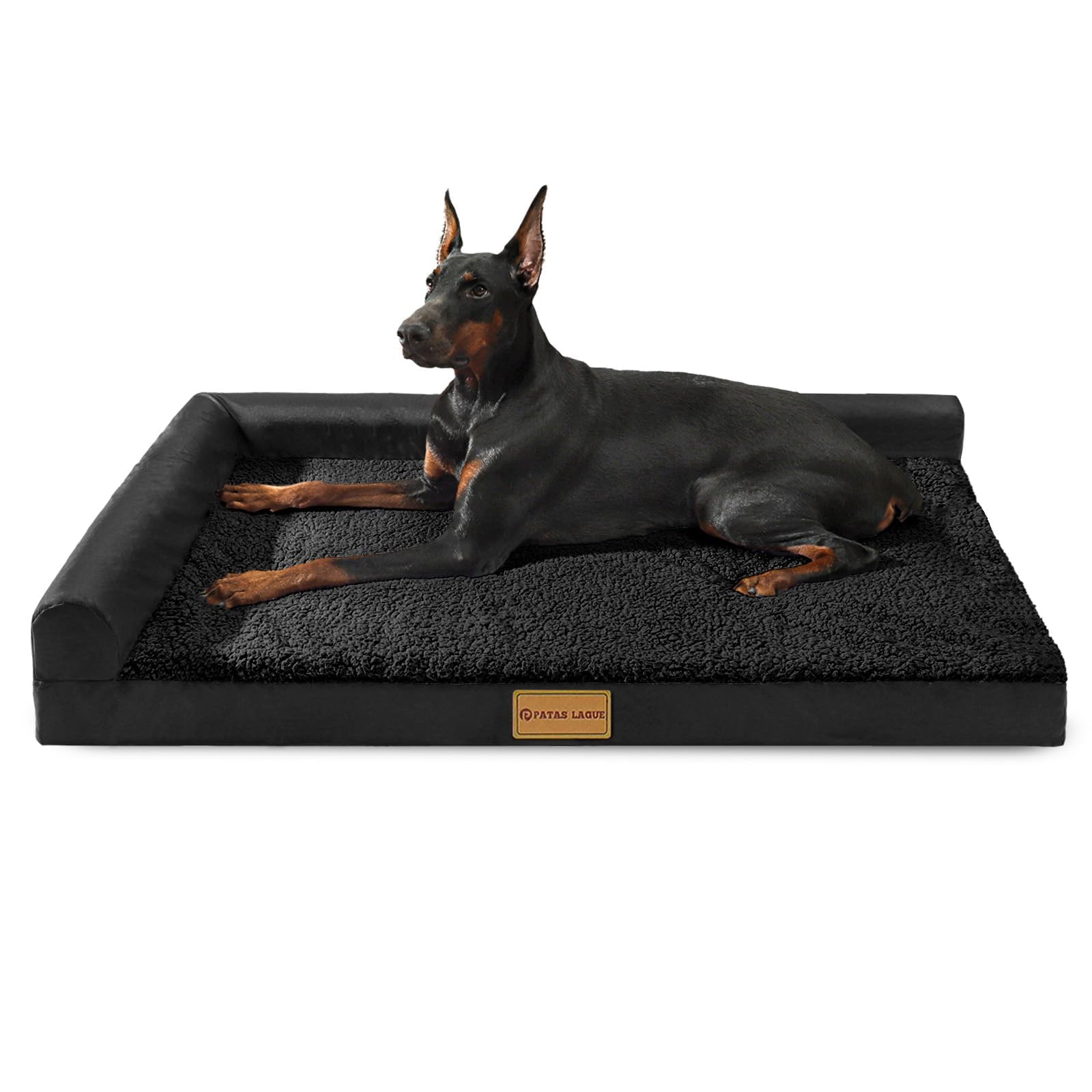 Patas Lague Orthopedic Dog Bed For Large Dogs, Waterproof L Shaped Large Pet Sofa Beds With Removable Washable Cover, Soft Comfo
