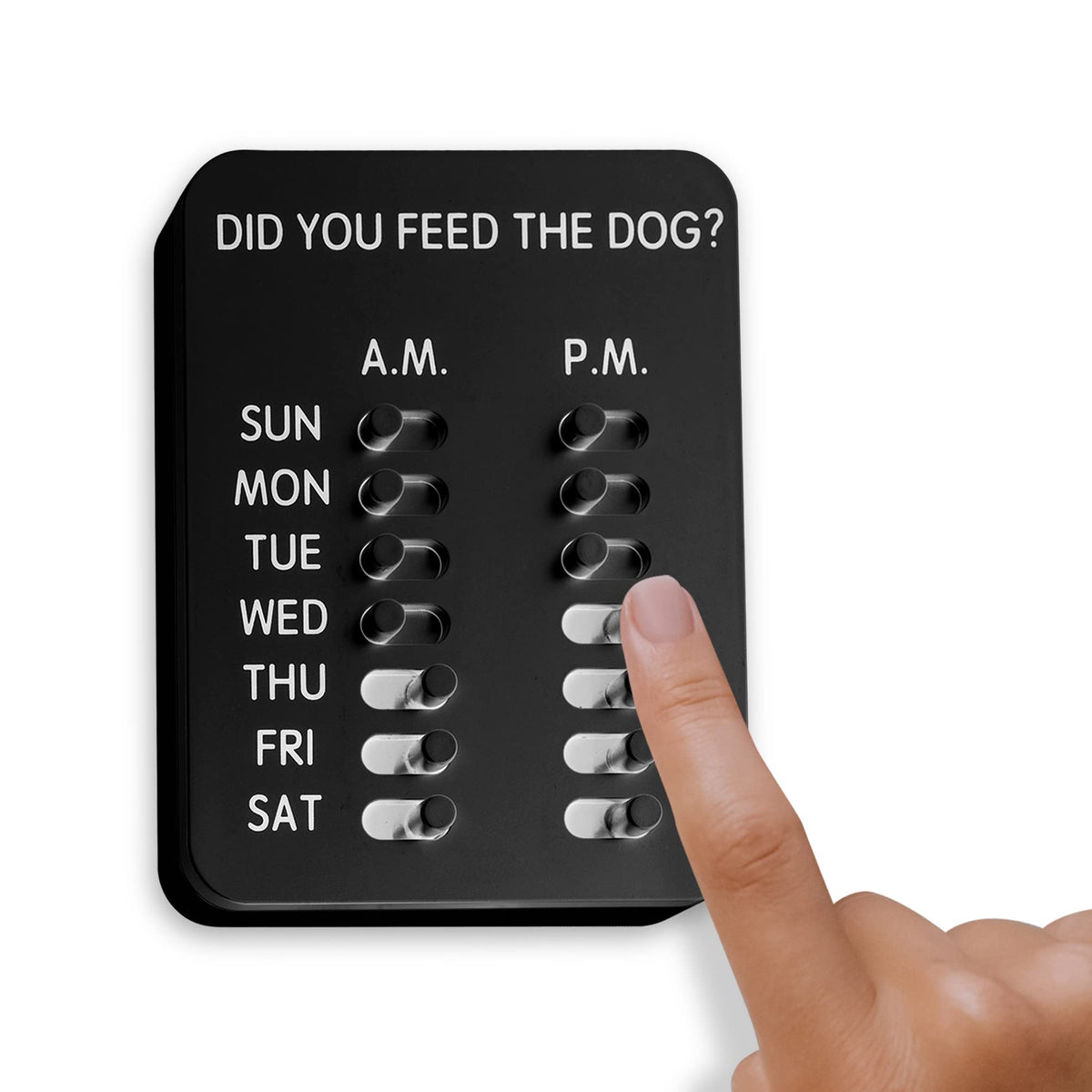 Did You Feed The Dog? (Black) Pet Feeding Reminder, Magnetic, Sliders, Wall-Mount