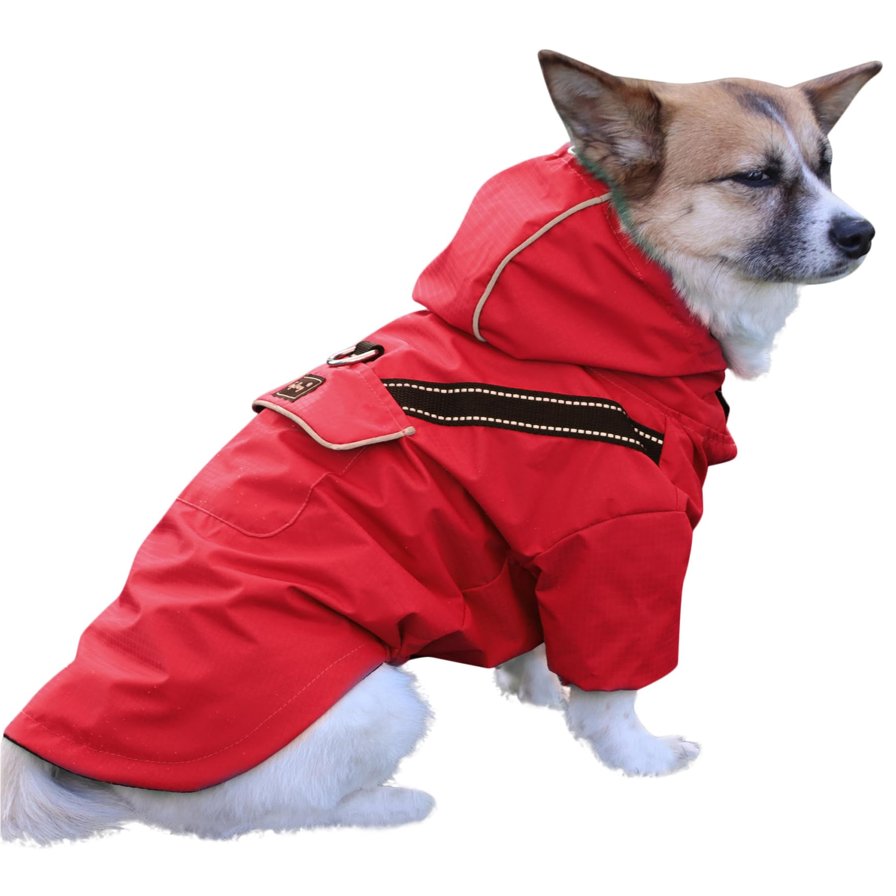 Joydaog Premium Dog Raincoat With Hood For Medium Dogs,Outdoor Sports Waterproof Doggie Rain Jacket,Puppy Raincoat With Pockets,