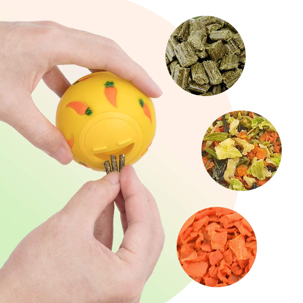 Niteangel Treat Ball, Snack Ballfor Guinea Pigs, Rabbits, Hedgehogs And Other Small Pets (Small, Yellow)
