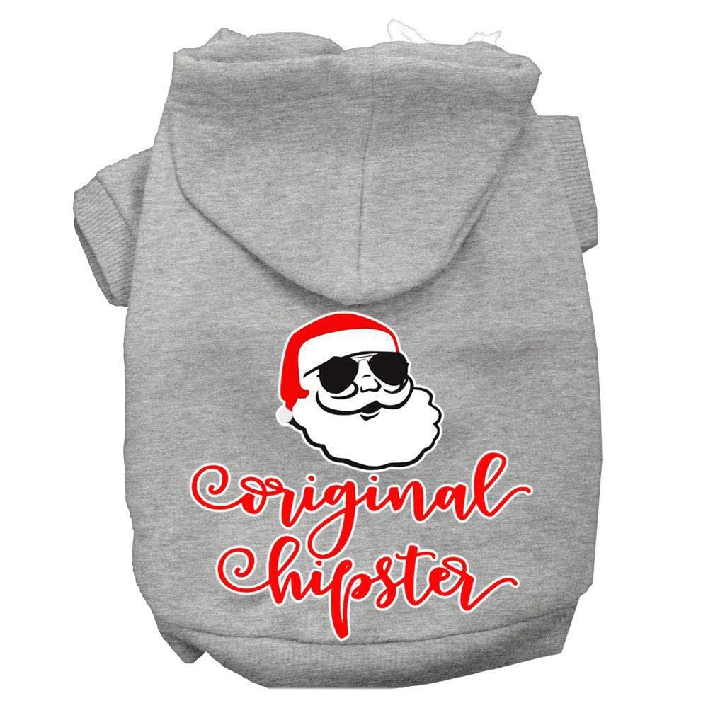 Christmas Pet Dog & Cat Hoodie Screen Printed, 'Original Hipster' Bright Pink Lg (10-14 Lbs.)