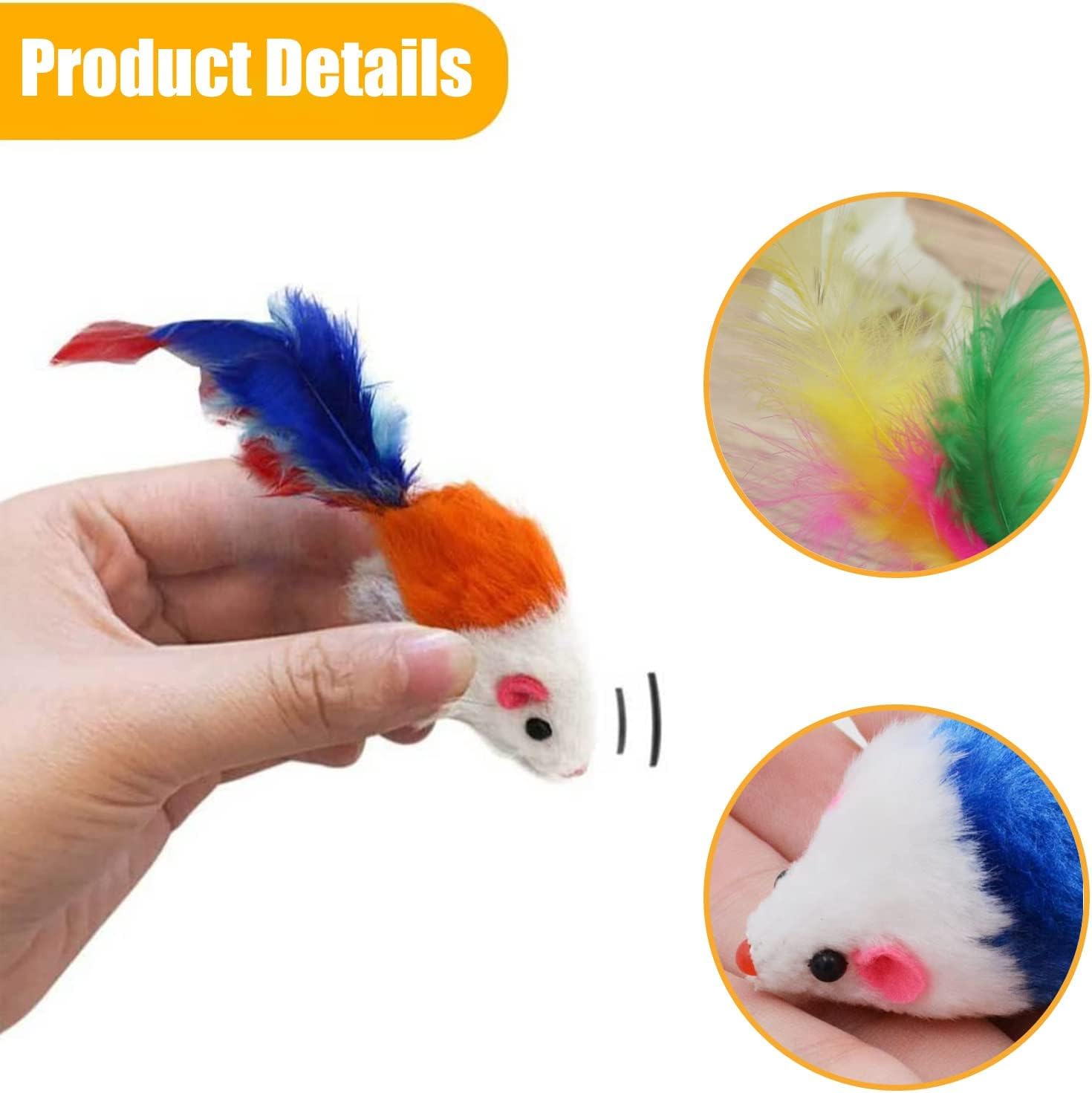 10 Pack Cat Mouse Toy With Fur, Feather, And Rattle Sounds - Interactive Catnip Mice For Chasing, Hunting, Exercising - Kitten C