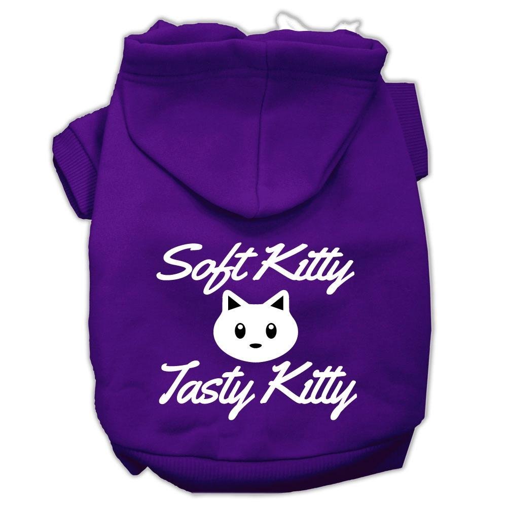 Pet Dog & Cat Hoodie Screen Printed, 'Soft Kitty, Tasty Kitty' Purple Xl (14-20 Lbs.)