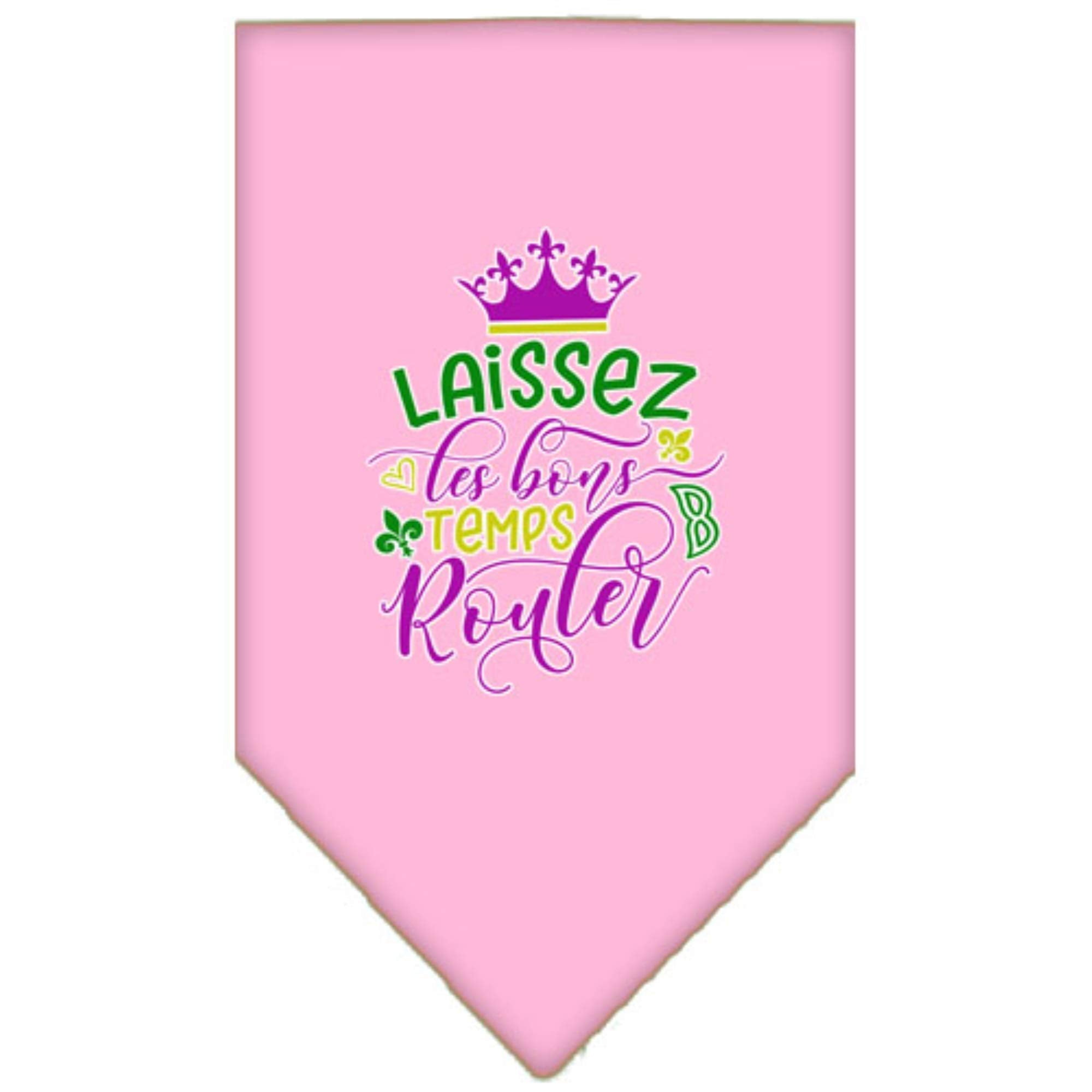 Mirage Pet Product Laissez Les Bons Temps Rouler Screen Print Mardi Gras Bandana Light Pink Small