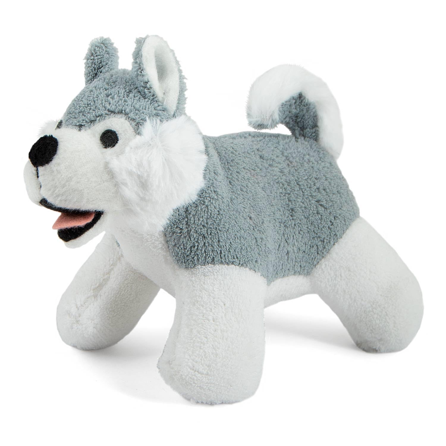 Jeffers Pet Plush Dog Toy With Squeaker, Gray Husky 8'' - Soft Crinkle Fabric, Safe & Durable, Healthy Fun For Small & Medium Do