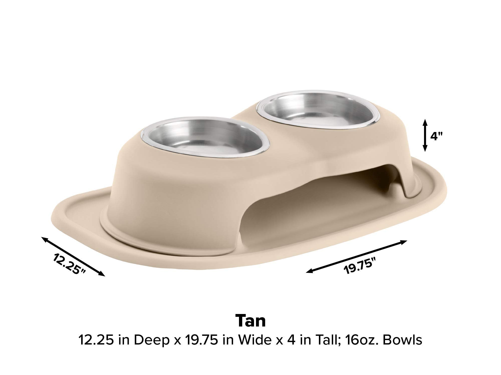 Weathertech Double High Pet Feeding System - Elevated Dog/Cat Bowls - 4 Inch High Tan (Dhc1604Tntn)