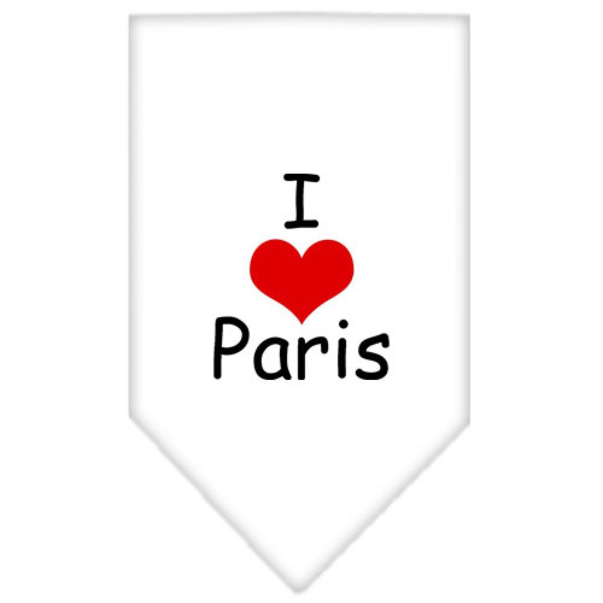 Pet and Dog Bandana Screen Printed, &quot;I Love Paris&quot; White Large