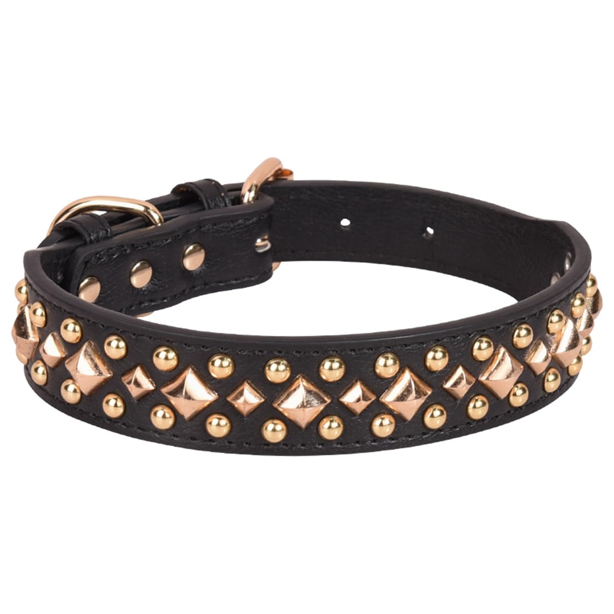 Serijoars Spiked Dog Collar Soft Pu Leather Mushrooms Rivet Spike Studded Dog Collar Adjustable Puppy Collars (L, Black3)