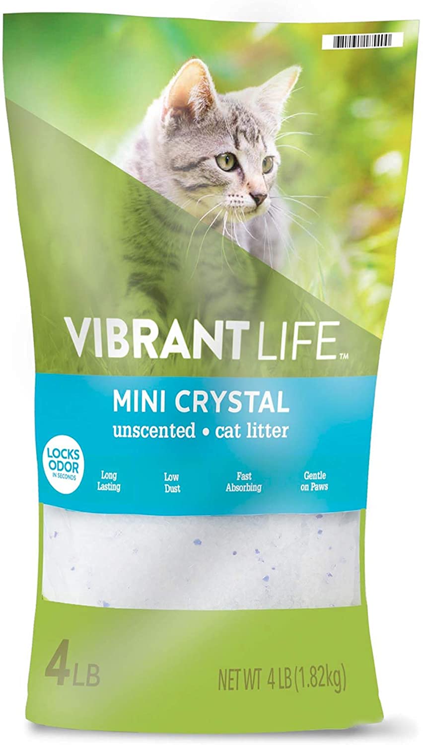 Vibrant Life Cat Litter Ultra Premium Crystals Litter, Unscented Non Clumping Cat Litter 4-Lb (2 Pack)