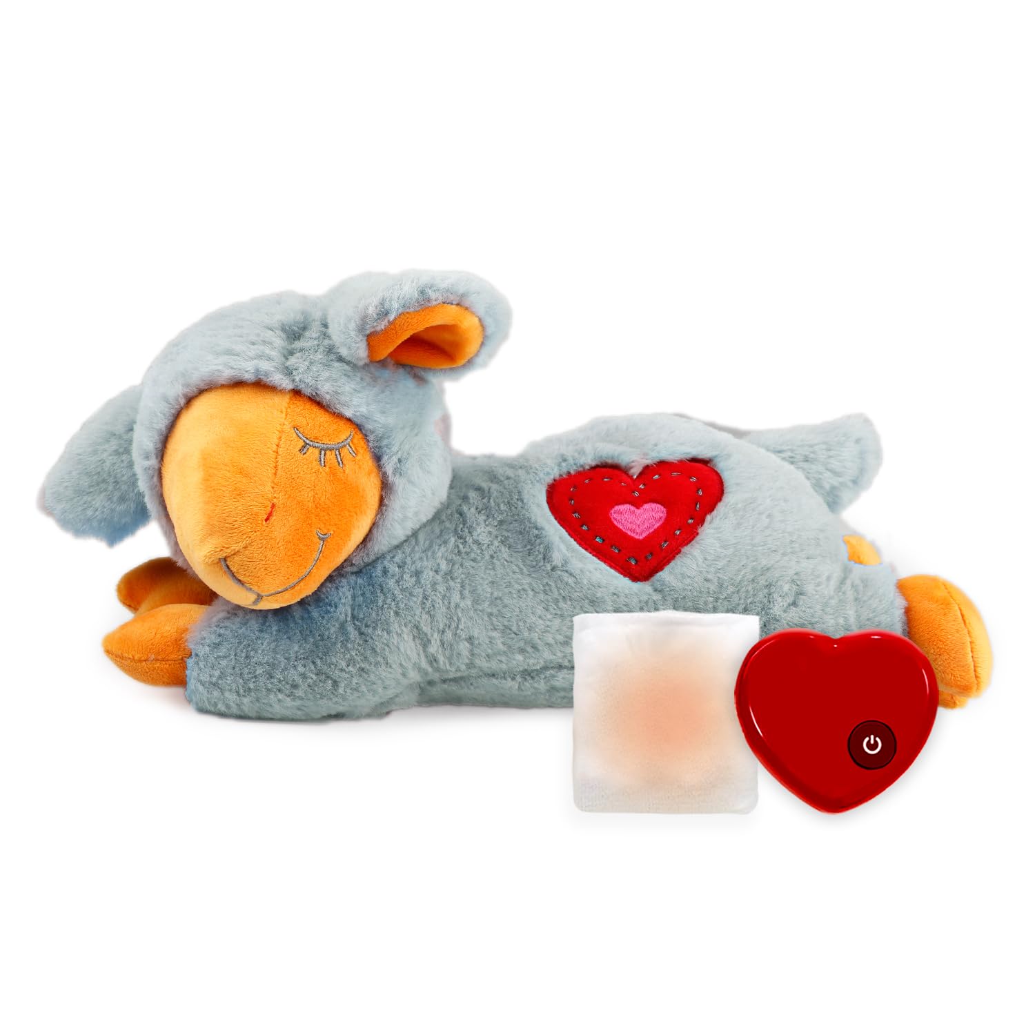 All For Paws Dog Stuffed Animals With Heartbeat,Small Dog Toys For Dog Anxiety Relief,Puppy Behavioral Training Aid Toy Dog Stuff (Grey Sheep(Heartbeat + Warm Bag))
