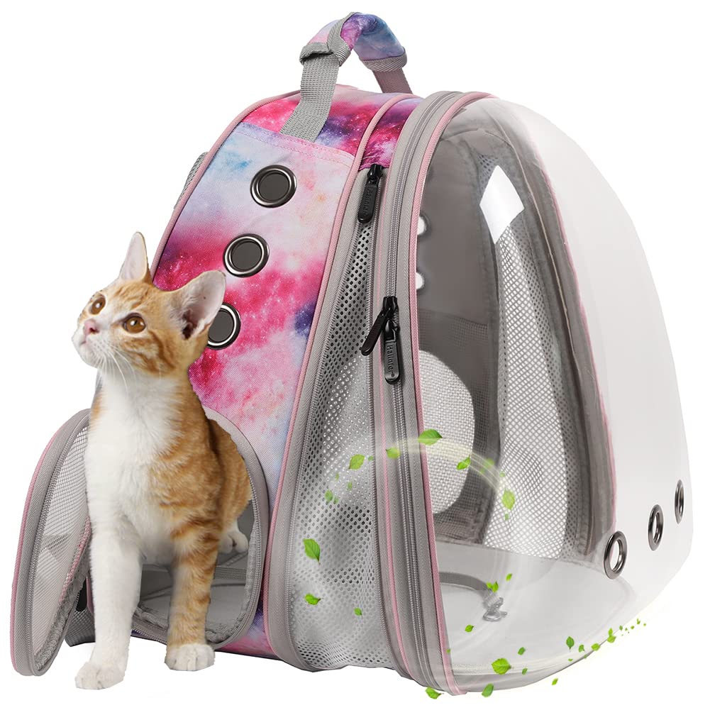Front Expandable Cat Backpack Carrier, Fit Up To 20 Lbs, Space Capsule Astronaut Bubble Window Backpack For Large Fat Cat And Small Puppy