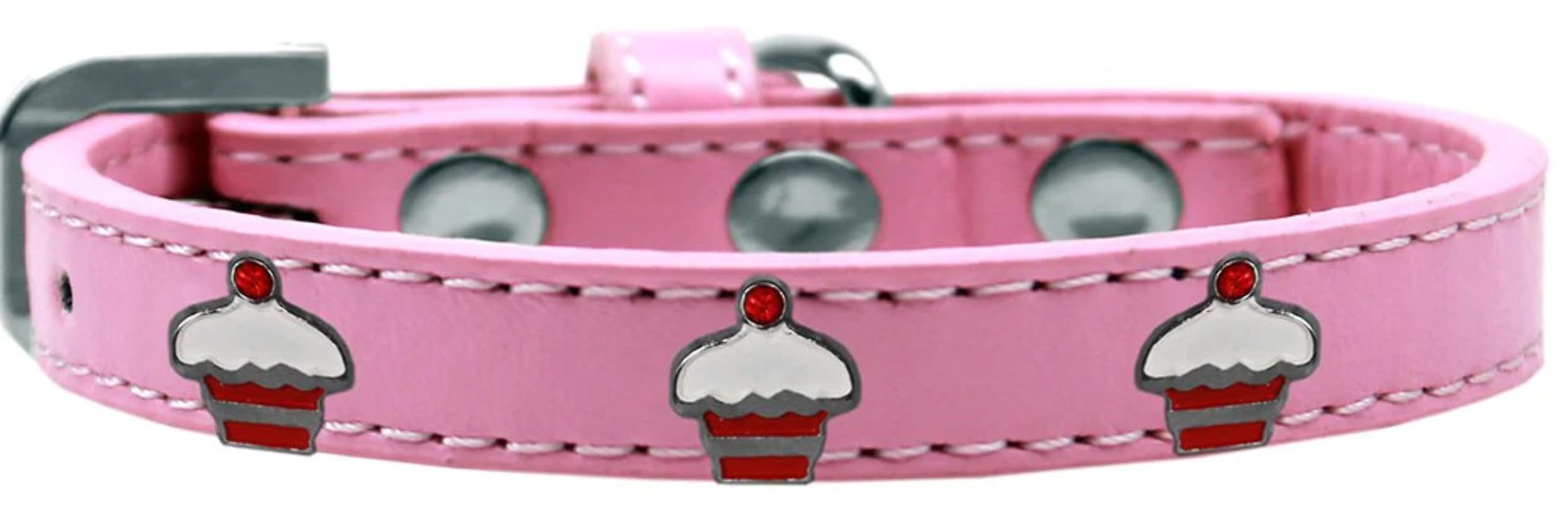 Dog, Puppy & Pet Widget Fashion Collar, Red Cupcake Aqua 10