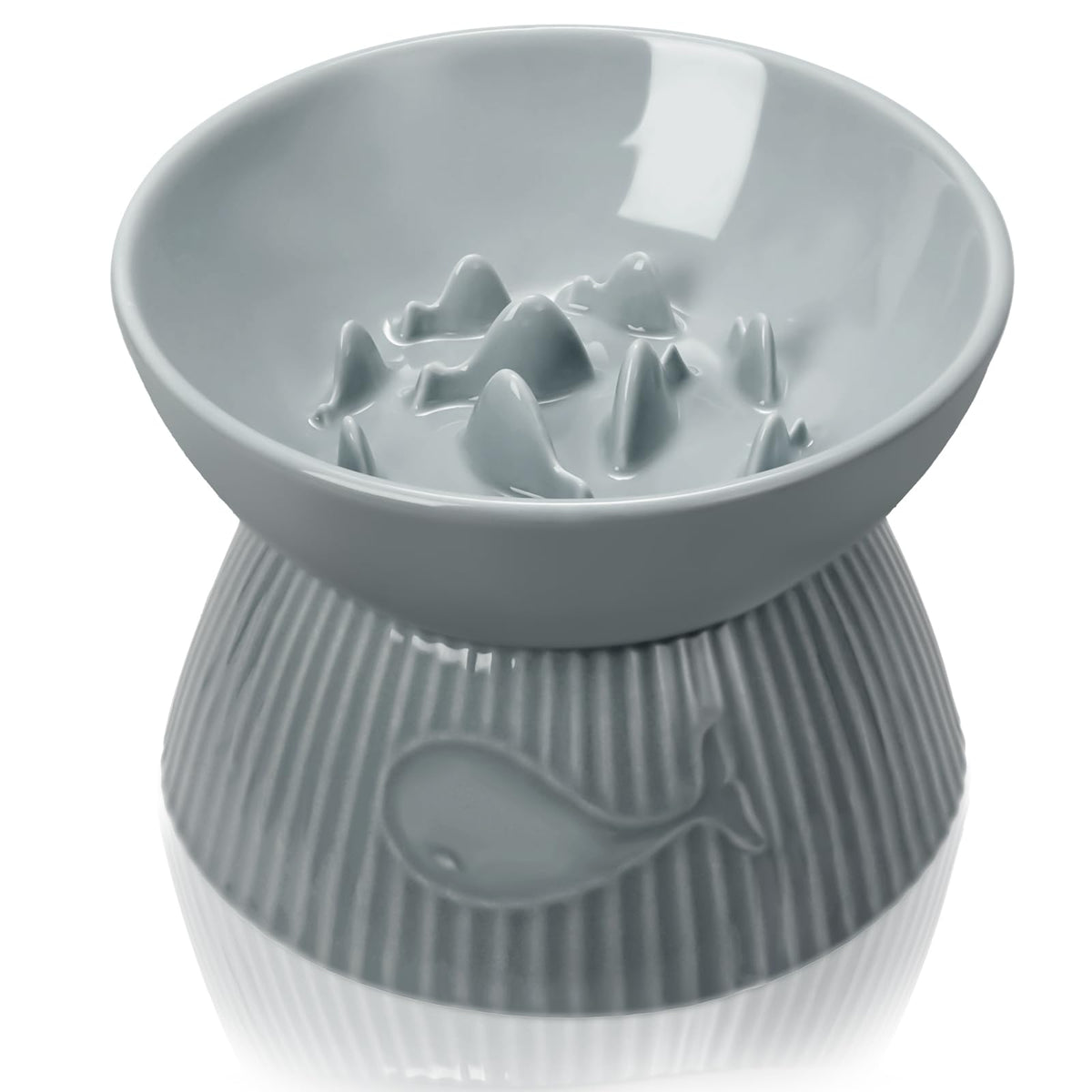 Kopmath Elevated Slow Feeder Bowl For Cats And Small Dog, Stop Vomiting & Choking, Ceramic Slow Cat Bowl, Spill-Proof & Anti-Tip