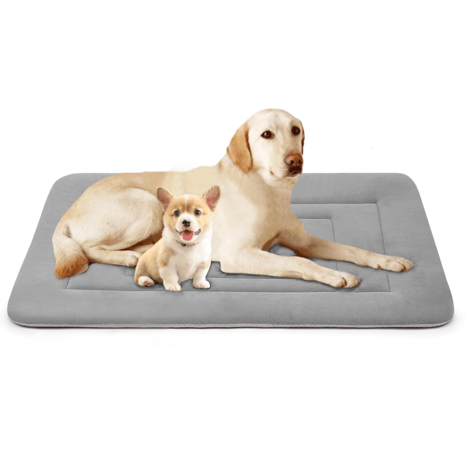 Joicyco Soft Dog Crate Bed Pad Mat, 48 In Non-Slip Bottom Washable For Extra Large Dogs, Pet Mattress Kennel Pad, Clay Gray