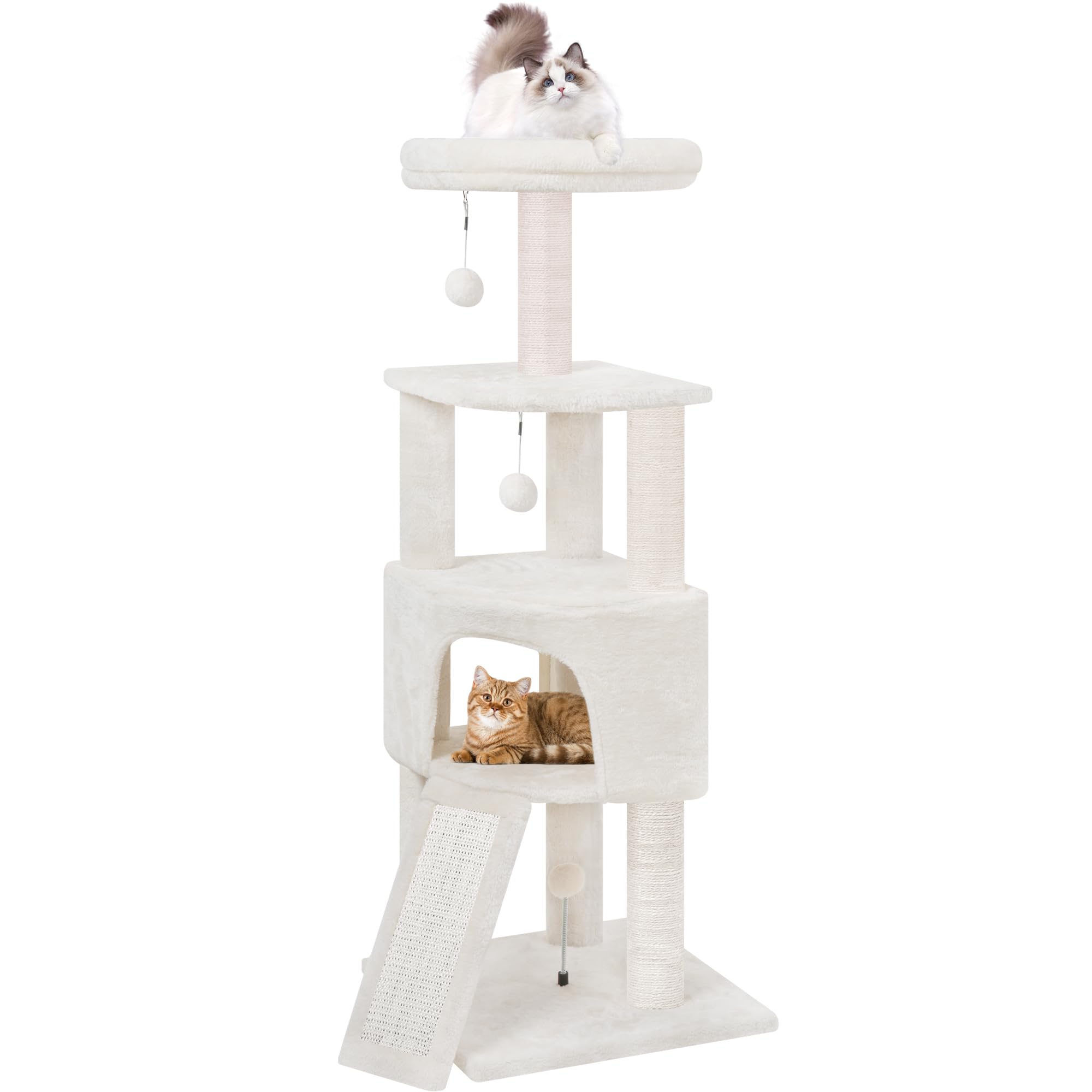 Huitree 45In Cat Tree Tower With Big Condo For Indoor Cats,Cat Tower With Scratching Post,Scratching Board And Cat Toys,Multi-Le