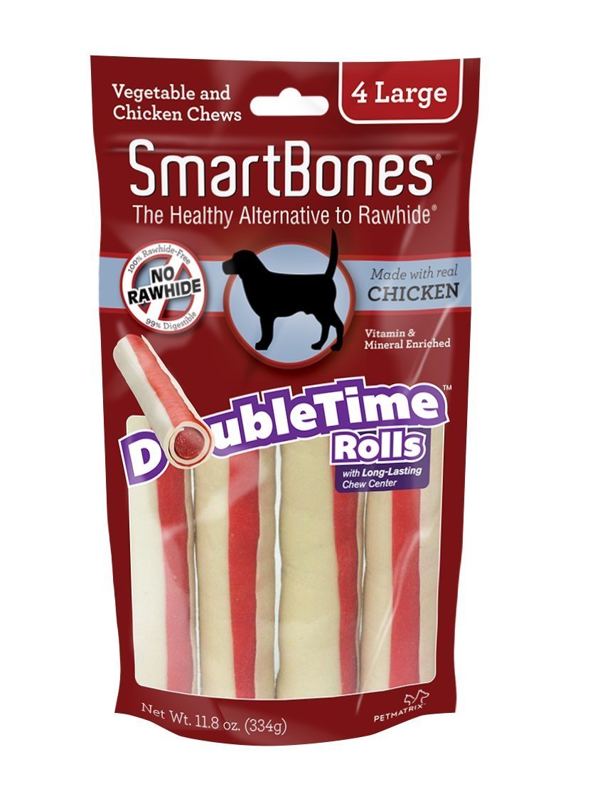Smart Bones DoubleFun Rolls, Rawhide Free Dog Chew Sticks, Long-Lasting Chew Center, Treats for Dogs Made With Real Chicken, 4 C