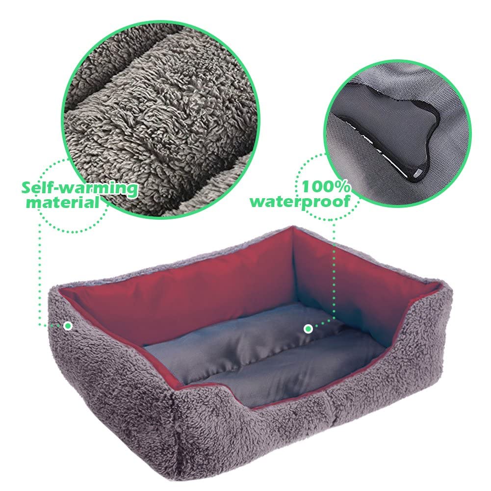 Barelove Pet Dog Bed, Washable Rectangular Pet Basket Bed , Durable And 100-Percent Waterproof And Fleece Lining Fit Most Pets (